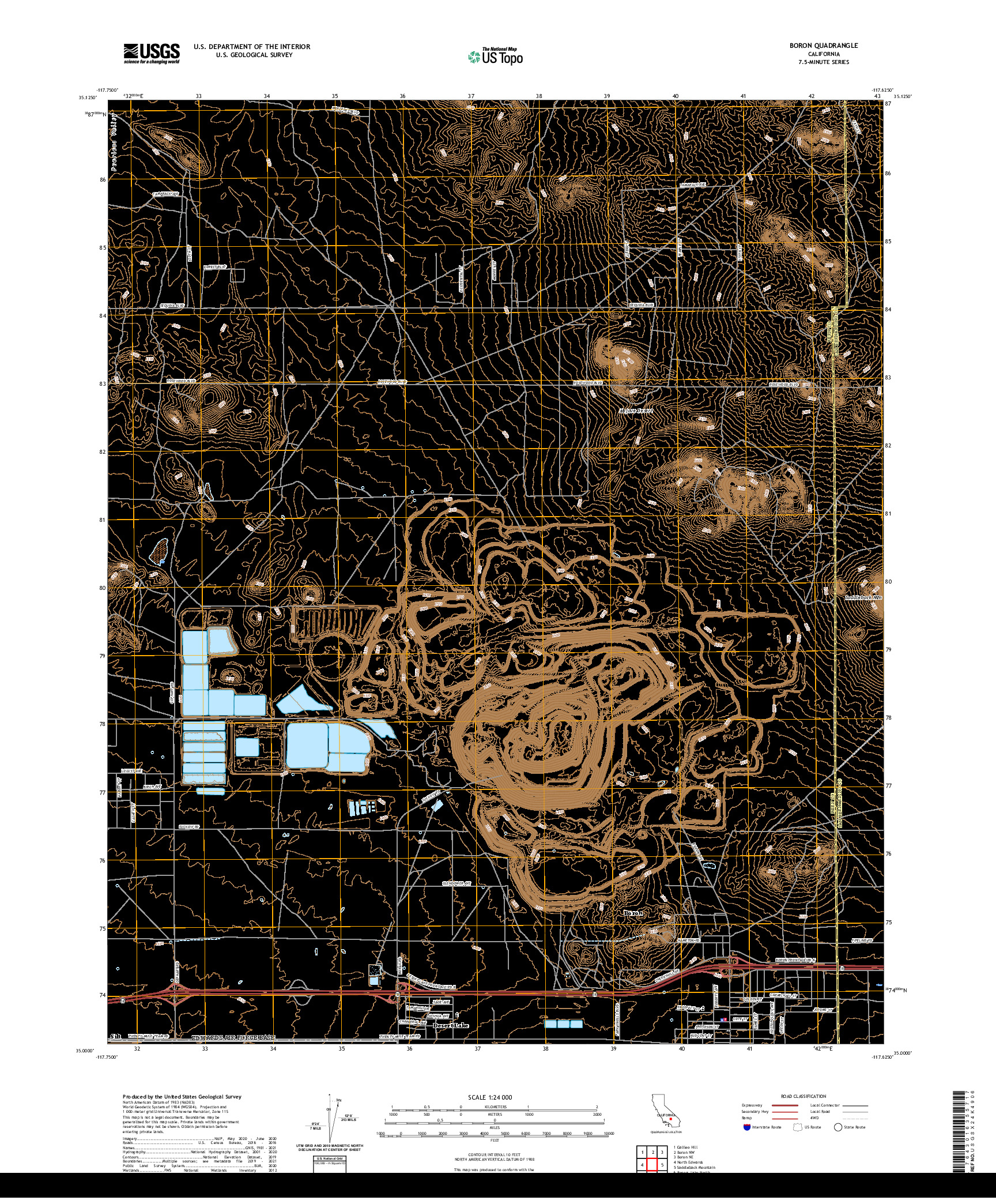 US TOPO 7.5-MINUTE MAP FOR BORON, CA