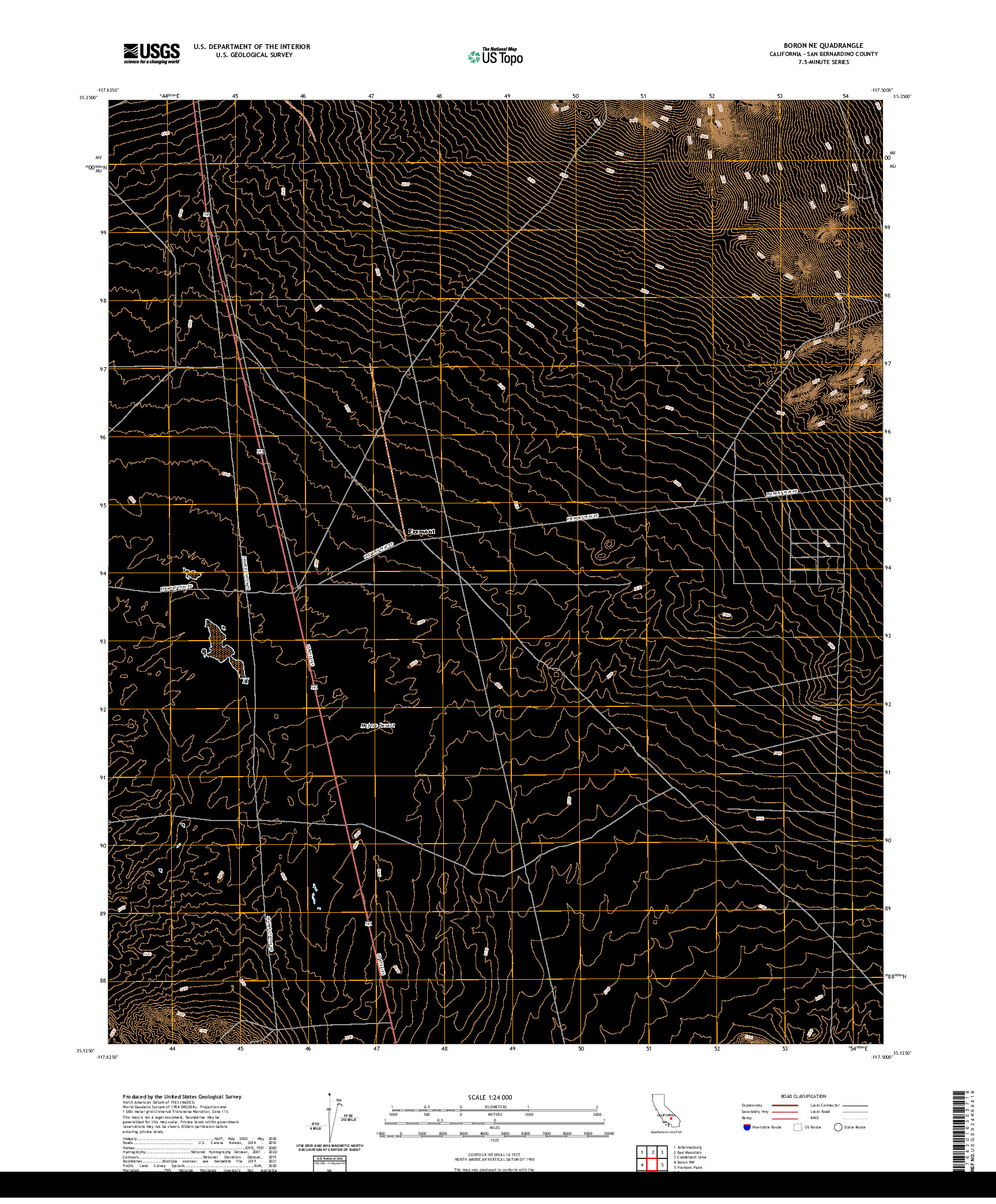 US TOPO 7.5-MINUTE MAP FOR BORON NE, CA