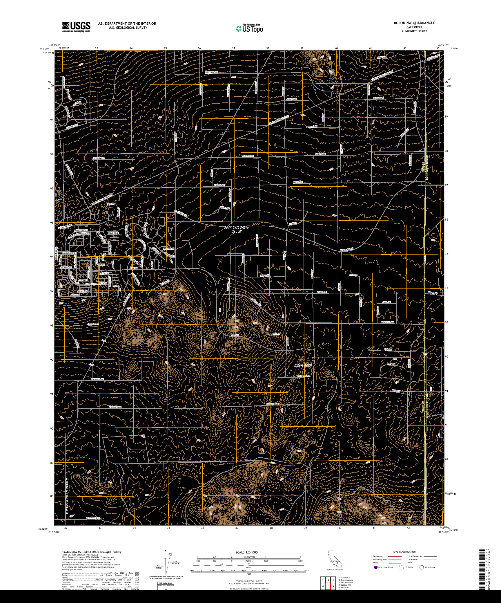 US TOPO 7.5-MINUTE MAP FOR BORON NW, CA