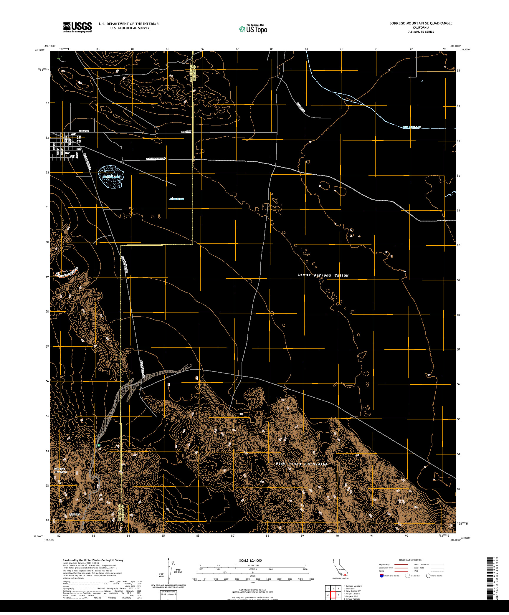 US TOPO 7.5-MINUTE MAP FOR BORREGO MOUNTAIN SE, CA