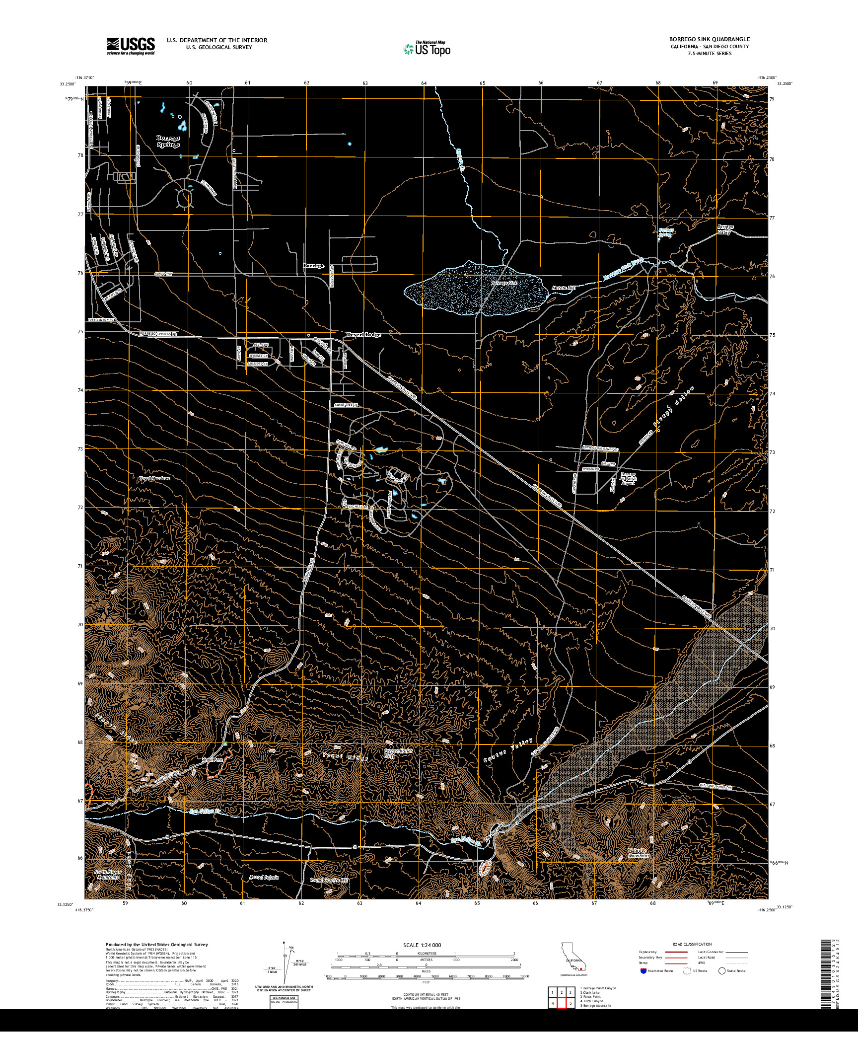 US TOPO 7.5-MINUTE MAP FOR BORREGO SINK, CA