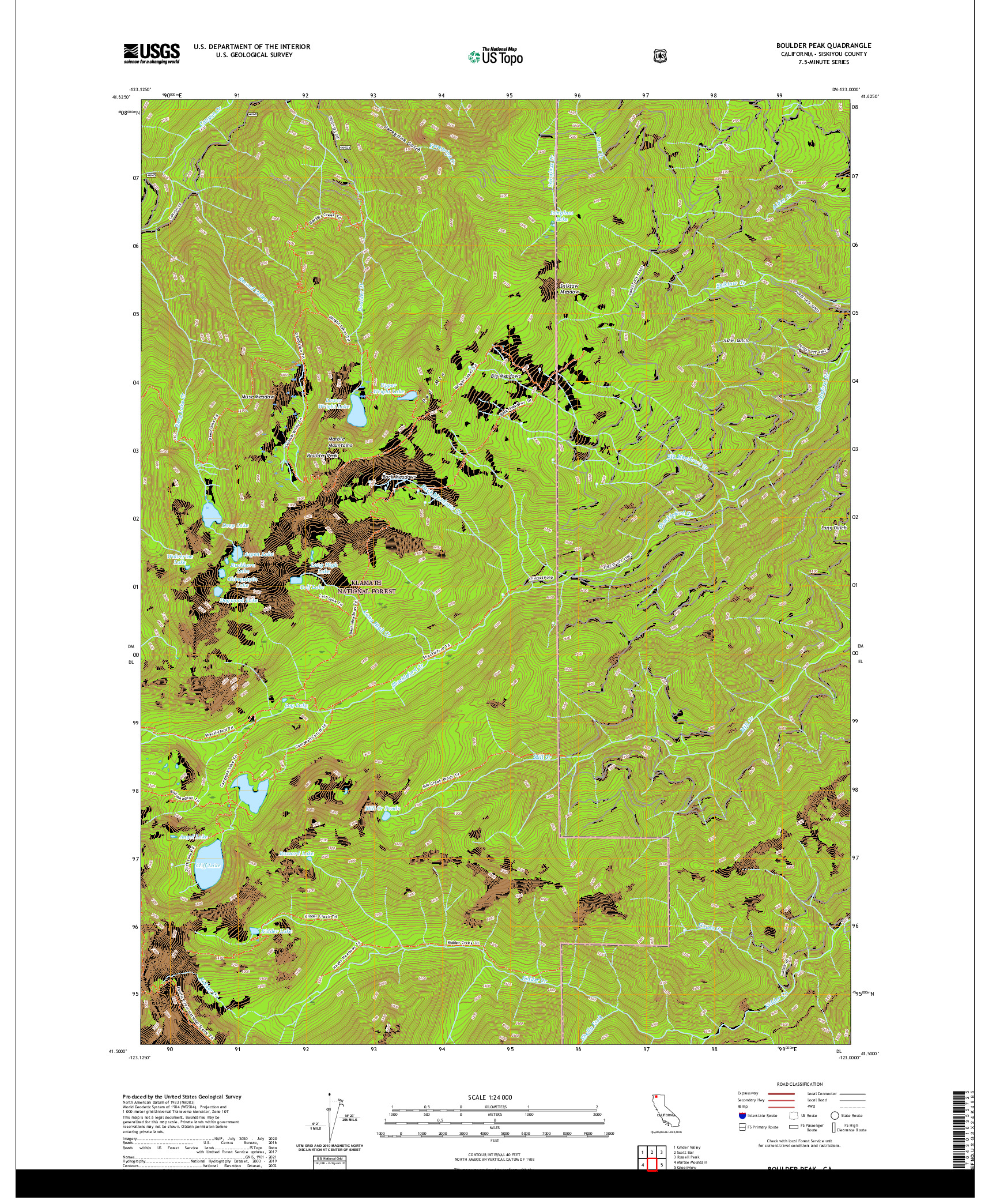 US TOPO 7.5-MINUTE MAP FOR BOULDER PEAK, CA