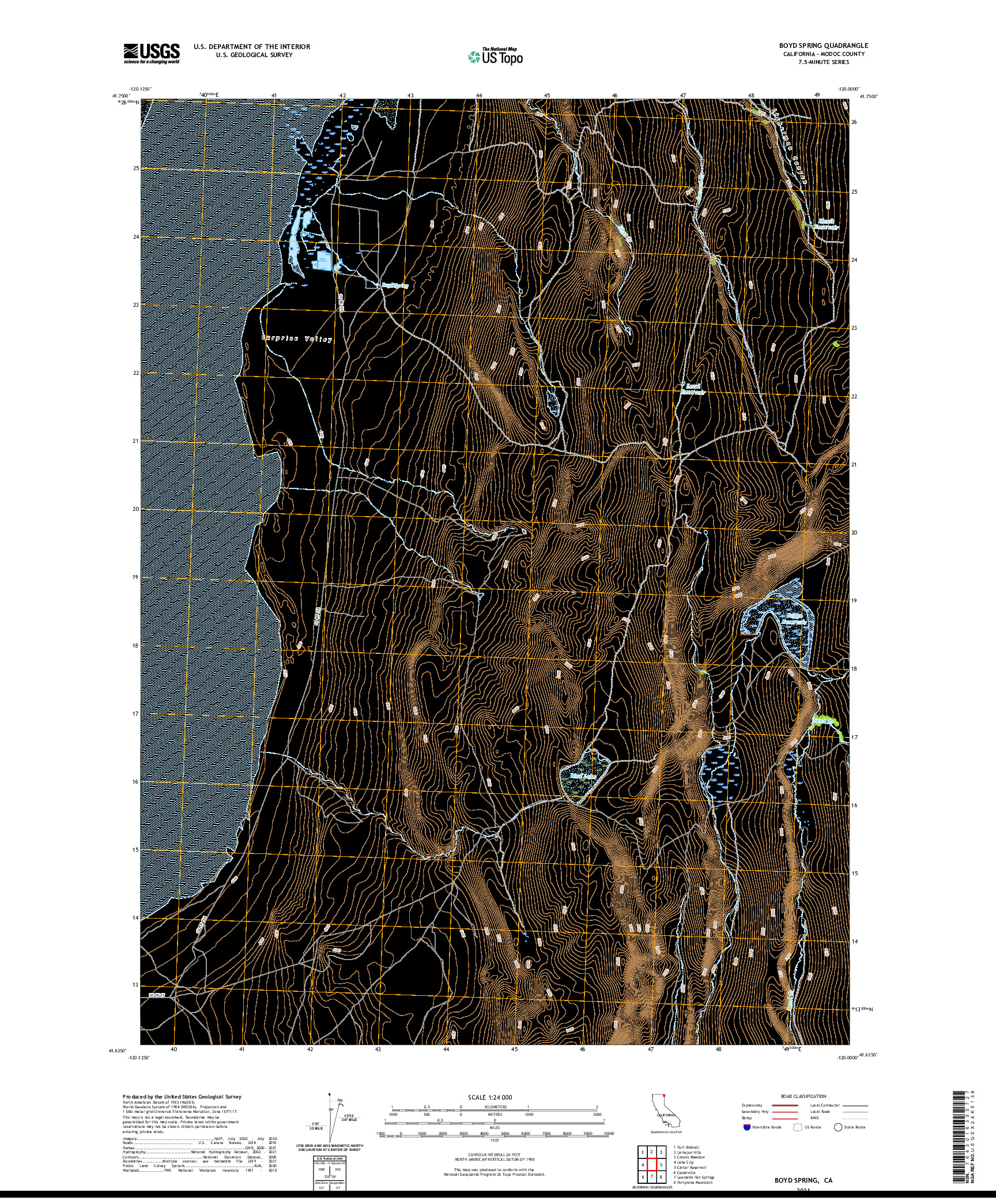 US TOPO 7.5-MINUTE MAP FOR BOYD SPRING, CA