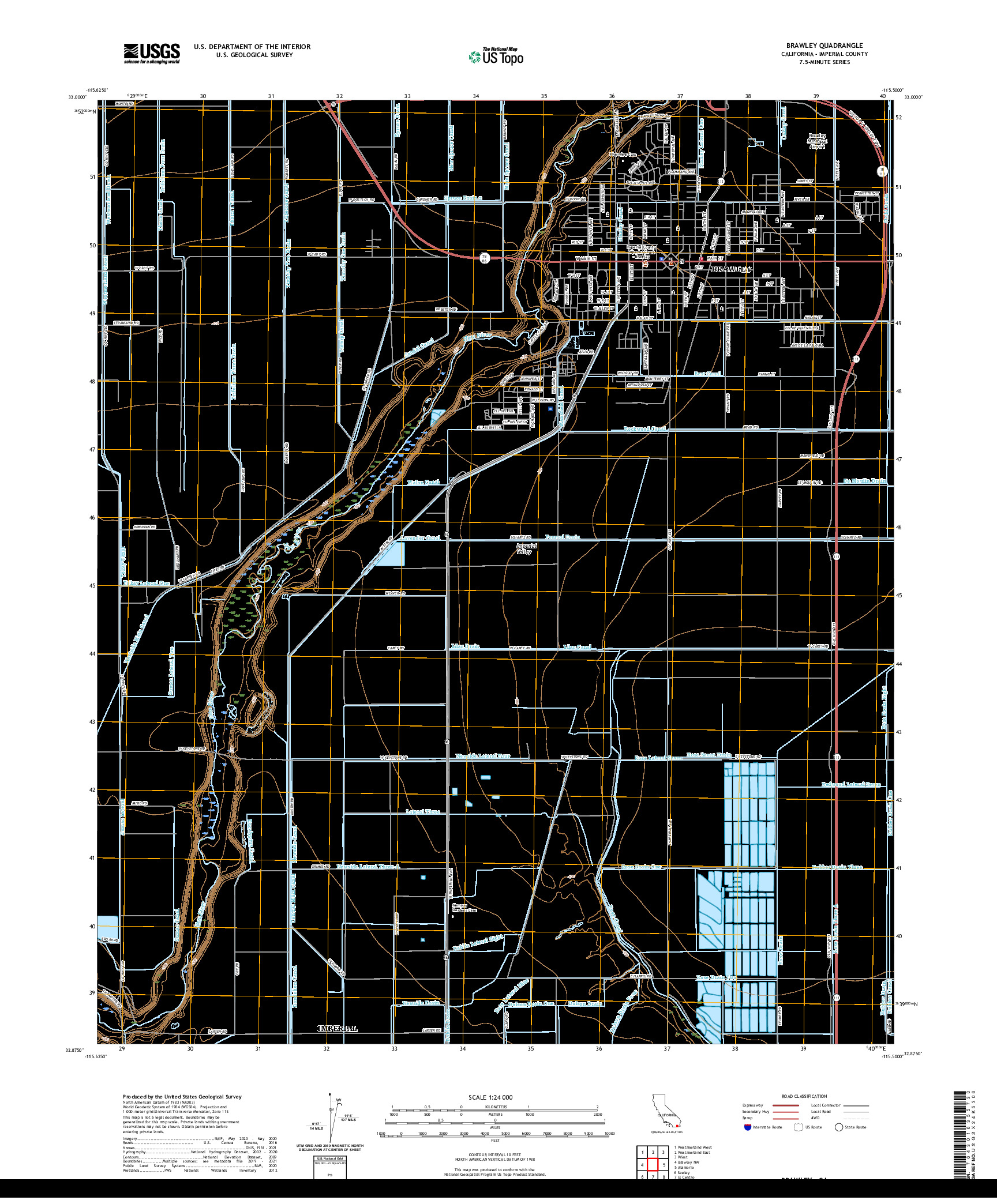 US TOPO 7.5-MINUTE MAP FOR BRAWLEY, CA