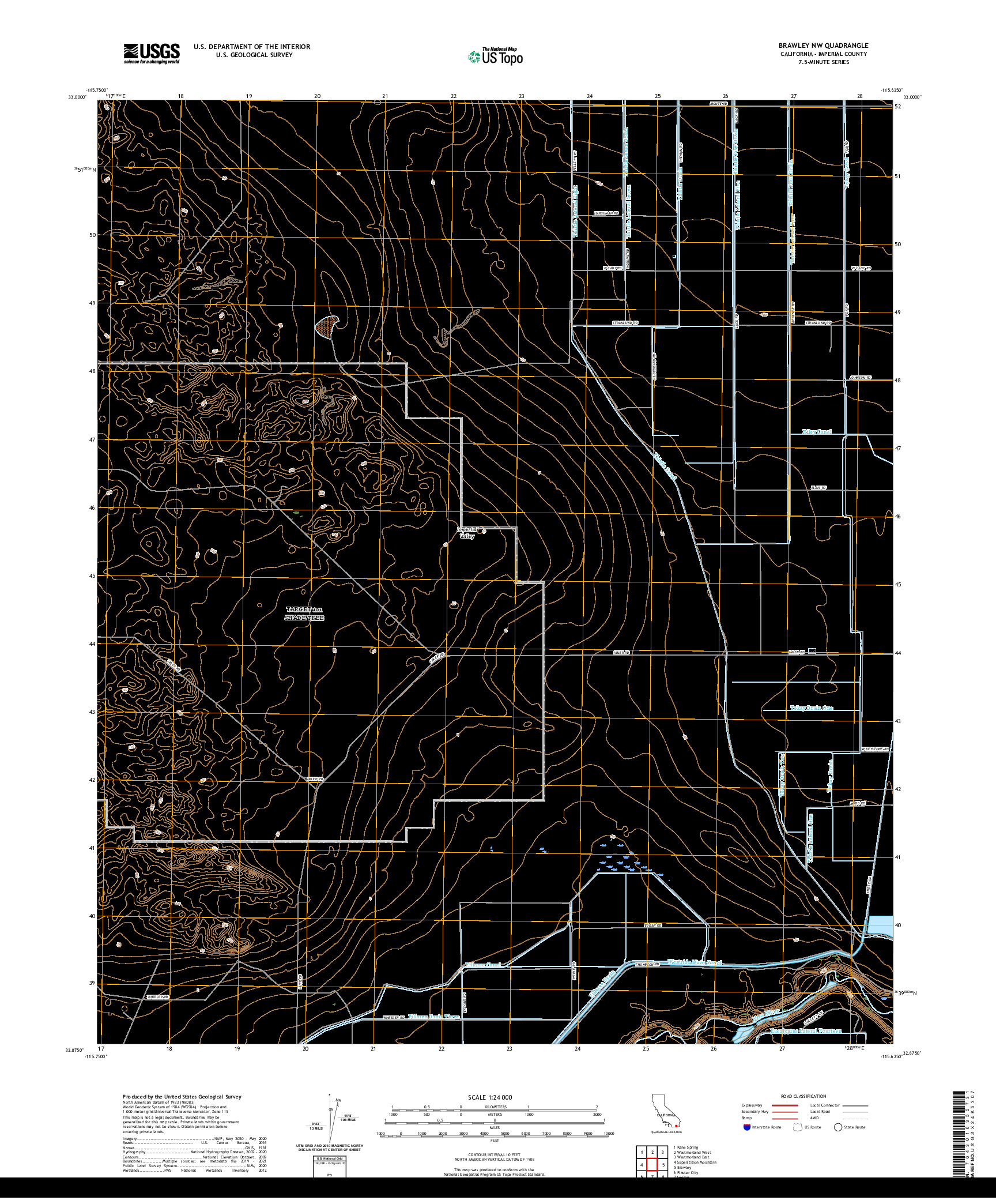 US TOPO 7.5-MINUTE MAP FOR BRAWLEY NW, CA