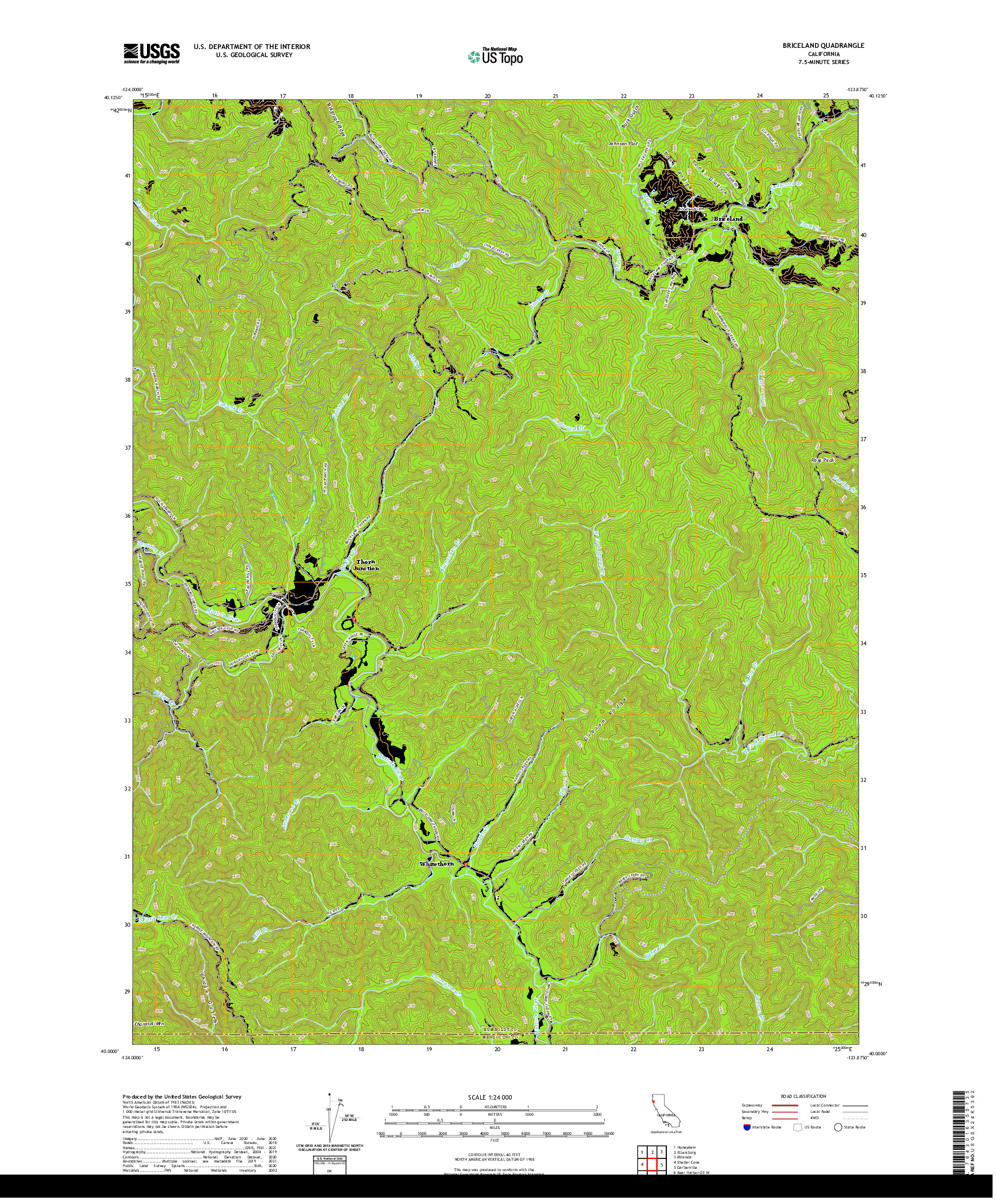 US TOPO 7.5-MINUTE MAP FOR BRICELAND, CA