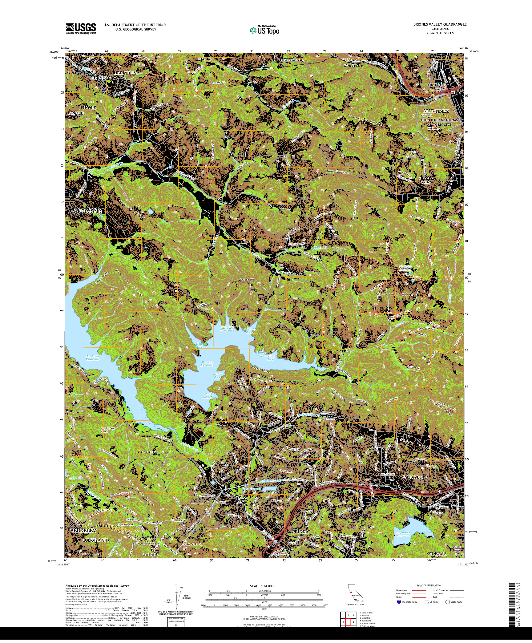 US TOPO 7.5-MINUTE MAP FOR BRIONES VALLEY, CA