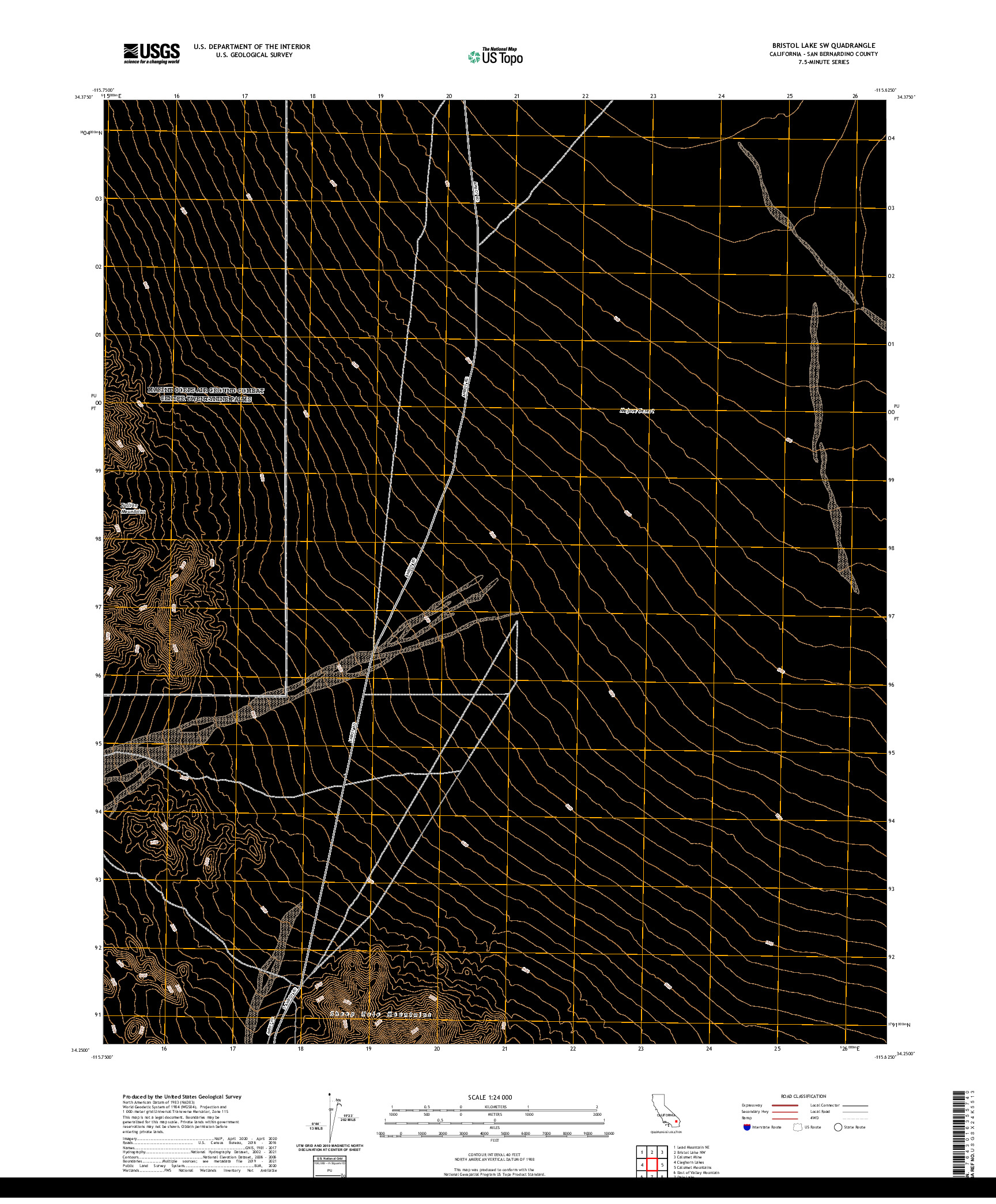 US TOPO 7.5-MINUTE MAP FOR BRISTOL LAKE SW, CA