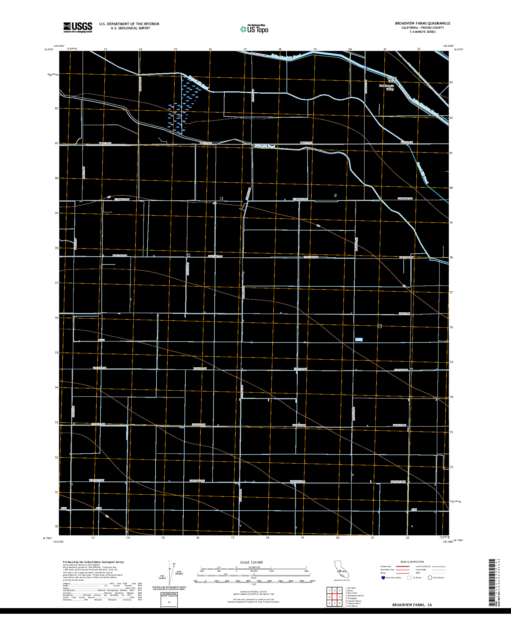 US TOPO 7.5-MINUTE MAP FOR BROADVIEW FARMS, CA