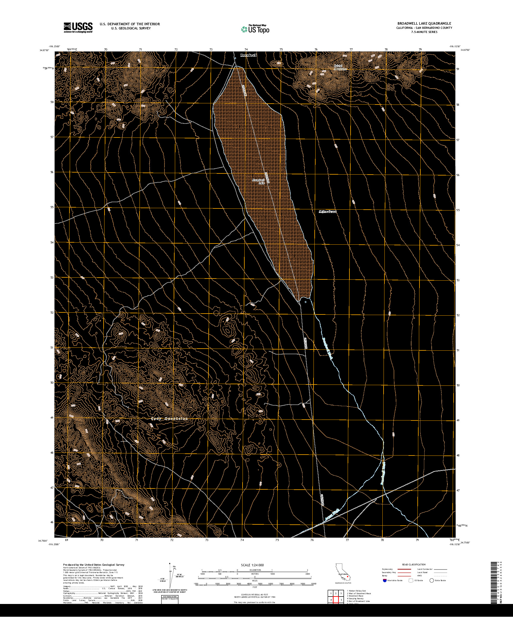 US TOPO 7.5-MINUTE MAP FOR BROADWELL LAKE, CA