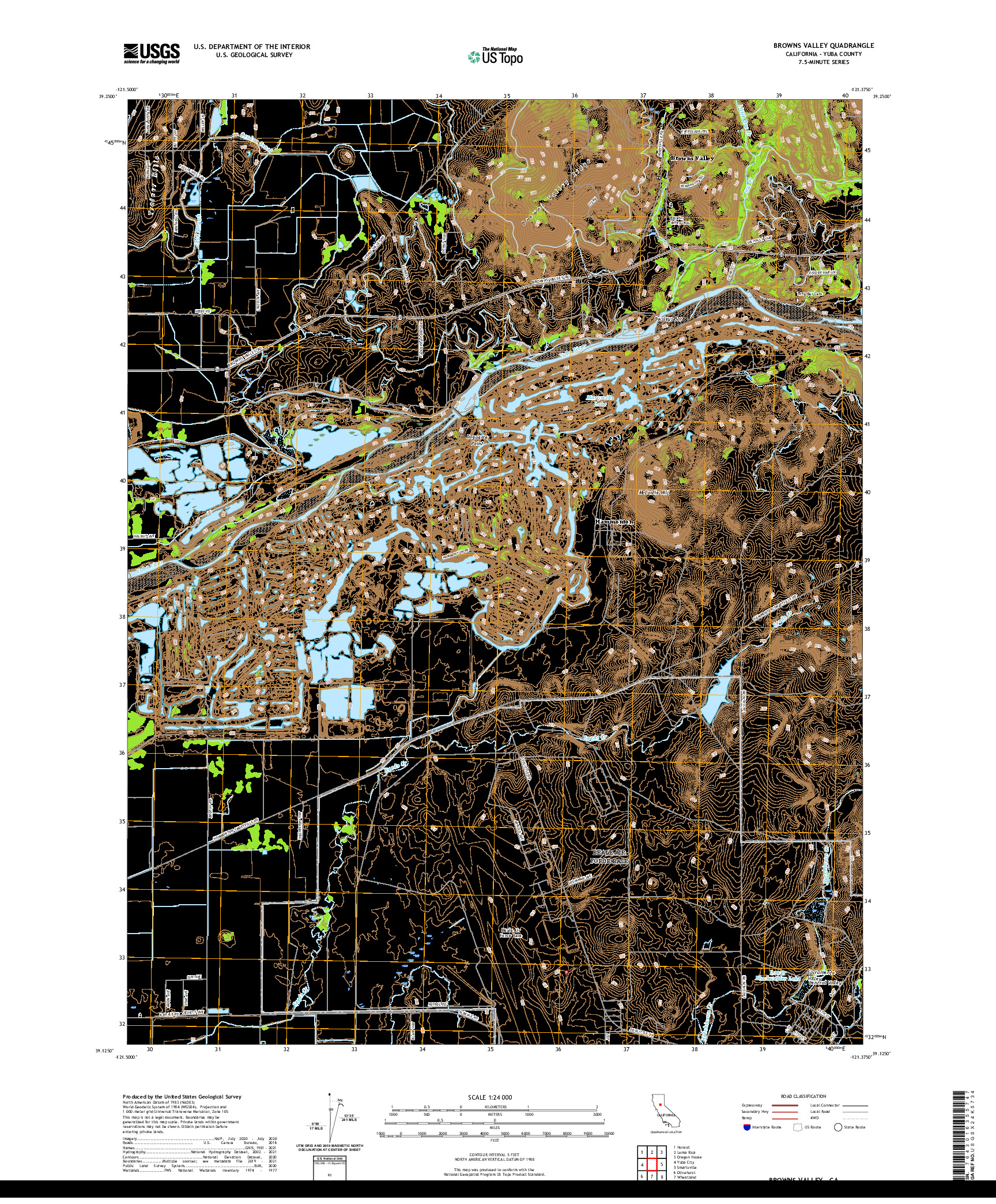 US TOPO 7.5-MINUTE MAP FOR BROWNS VALLEY, CA