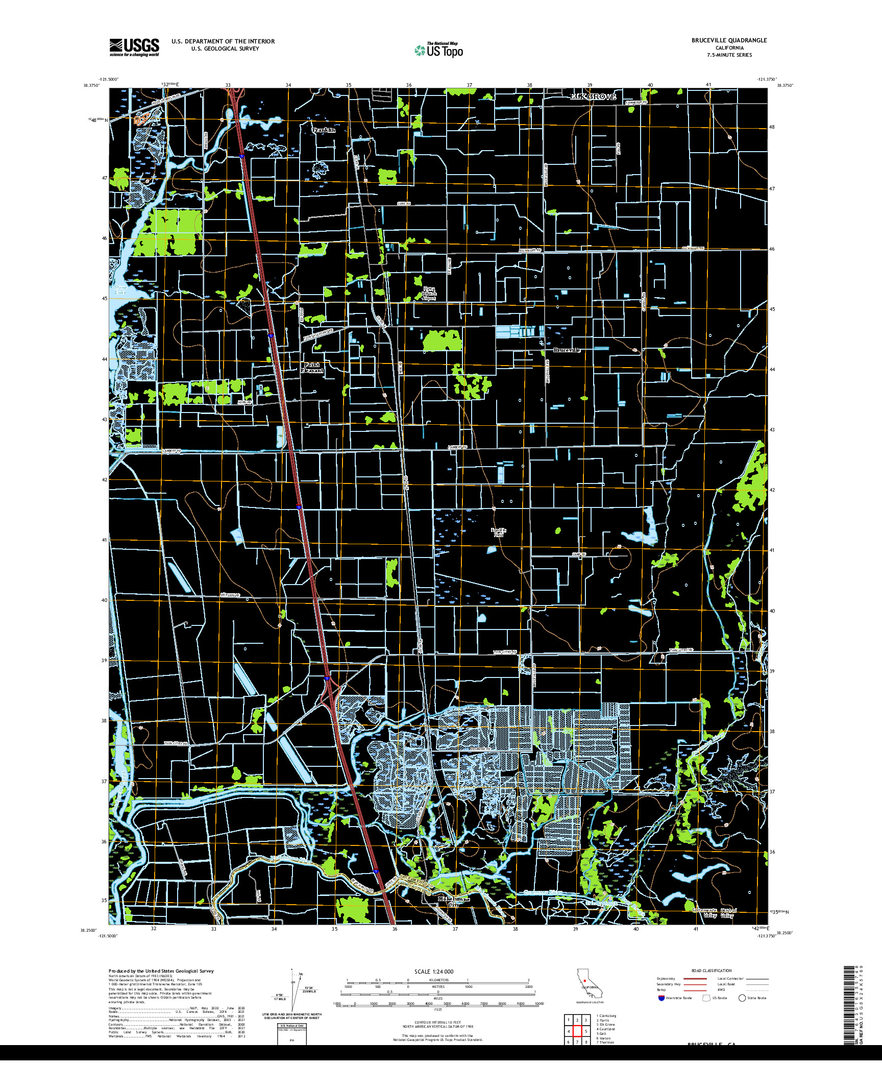 US TOPO 7.5-MINUTE MAP FOR BRUCEVILLE, CA