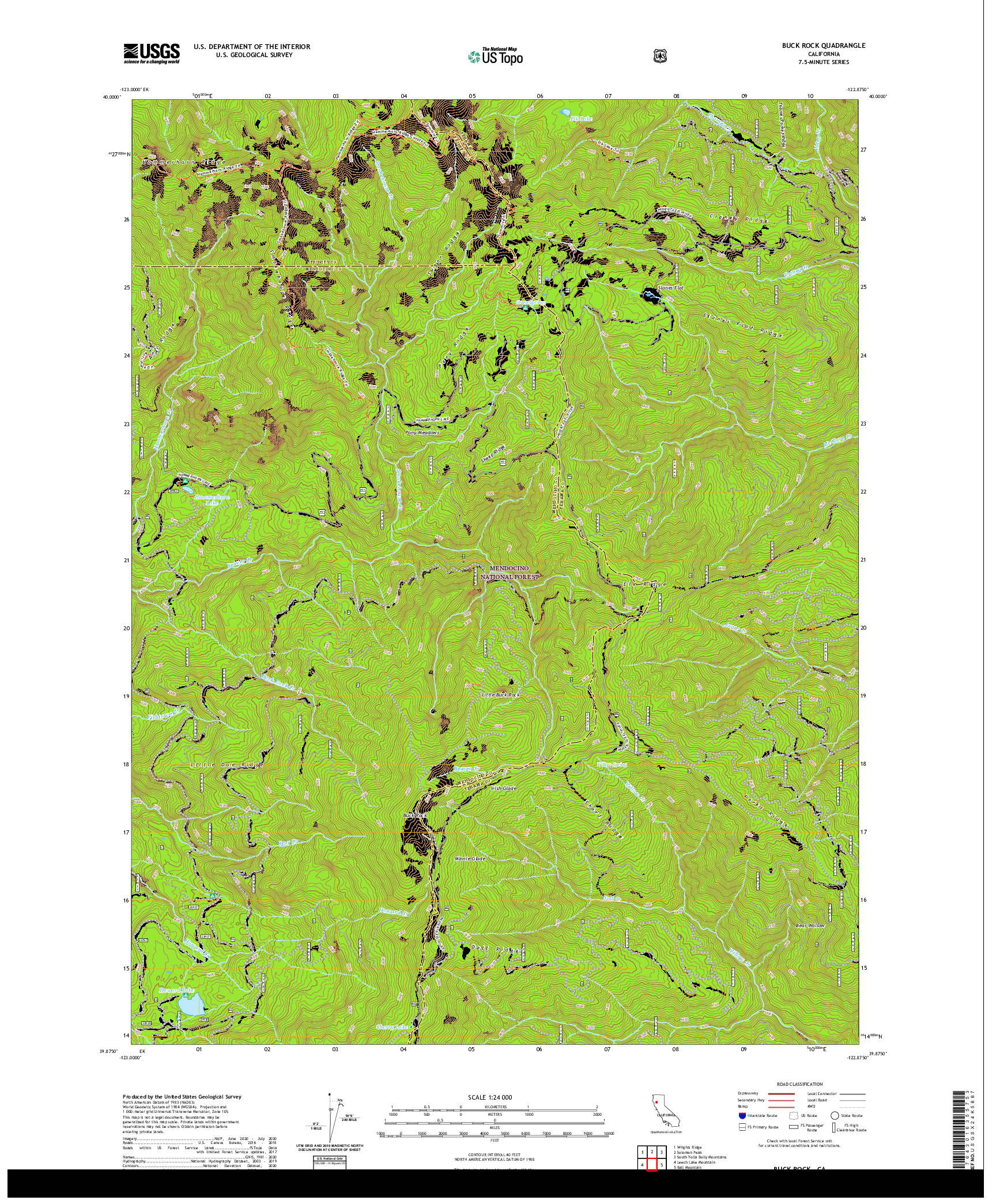 US TOPO 7.5-MINUTE MAP FOR BUCK ROCK, CA