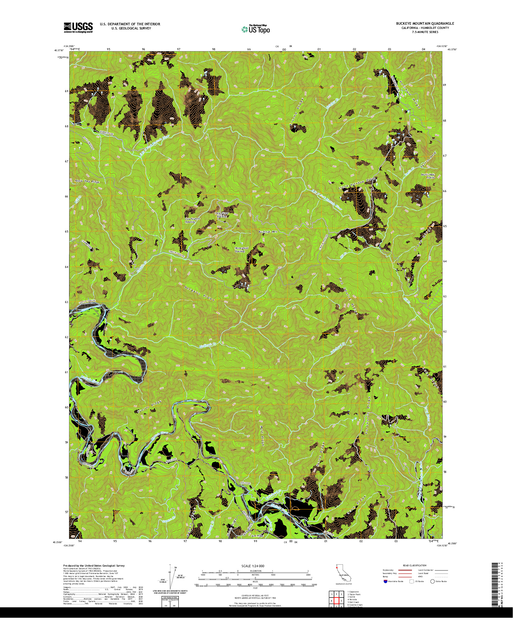 US TOPO 7.5-MINUTE MAP FOR BUCKEYE MOUNTAIN, CA