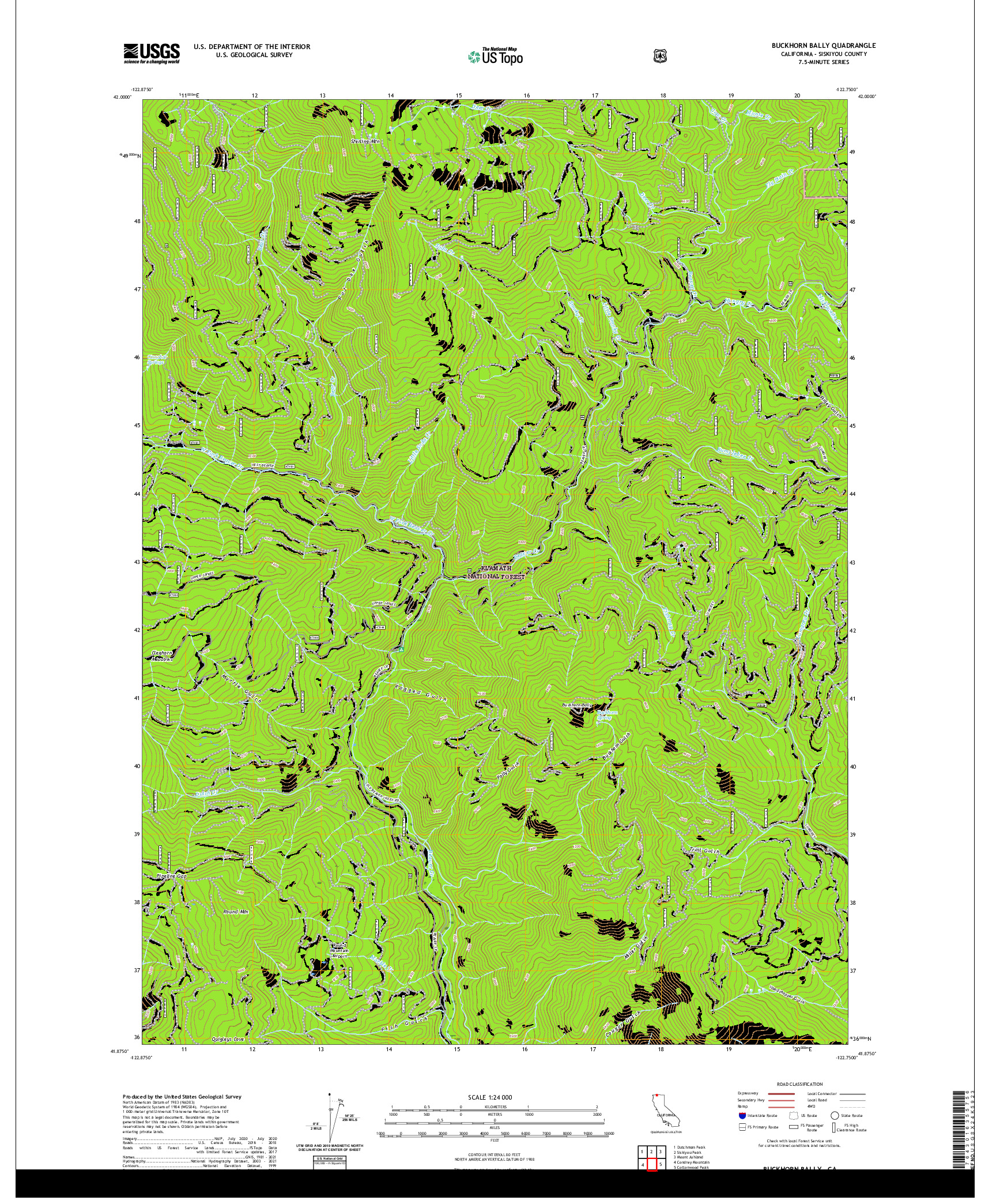 US TOPO 7.5-MINUTE MAP FOR BUCKHORN BALLY, CA