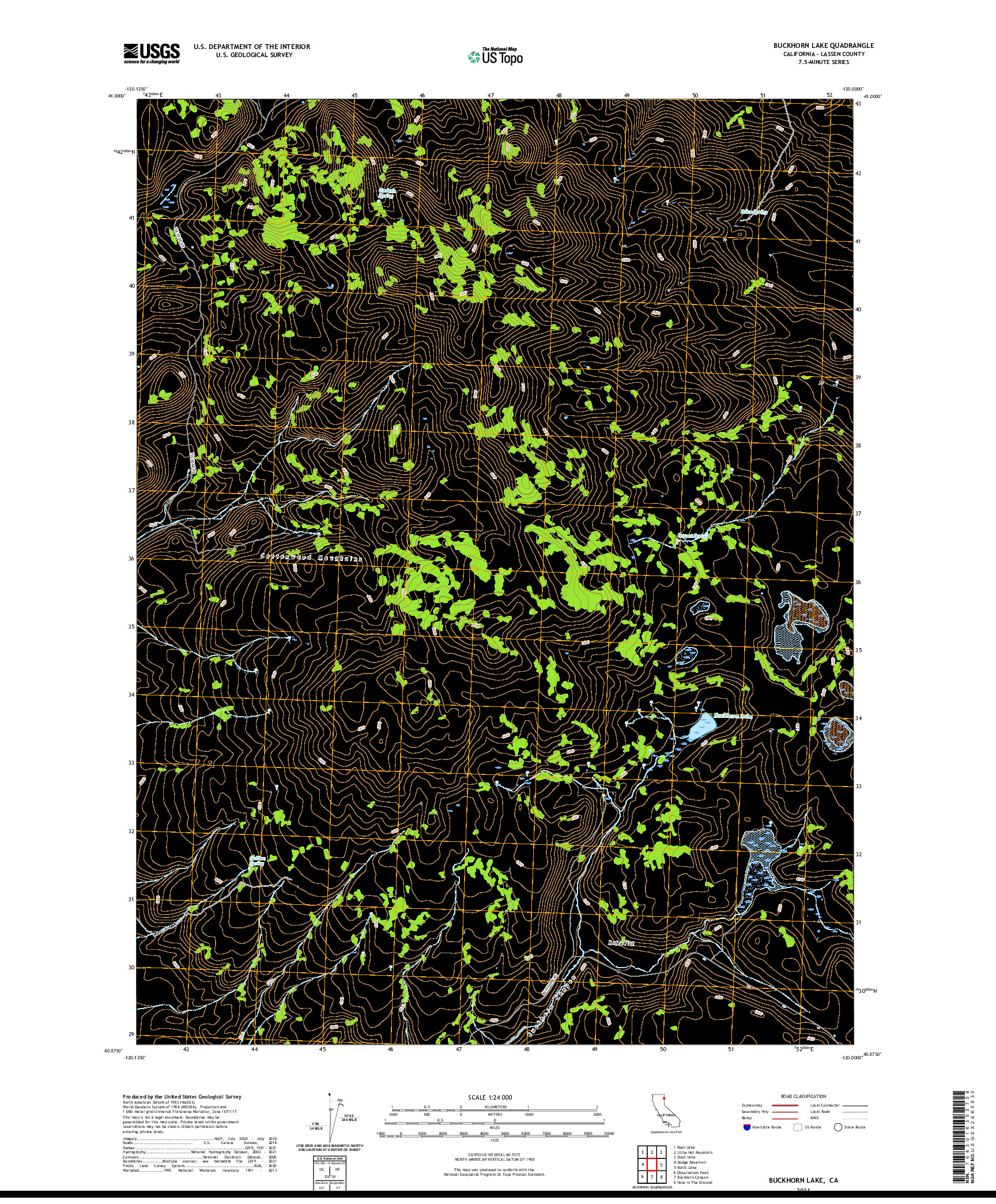 US TOPO 7.5-MINUTE MAP FOR BUCKHORN LAKE, CA