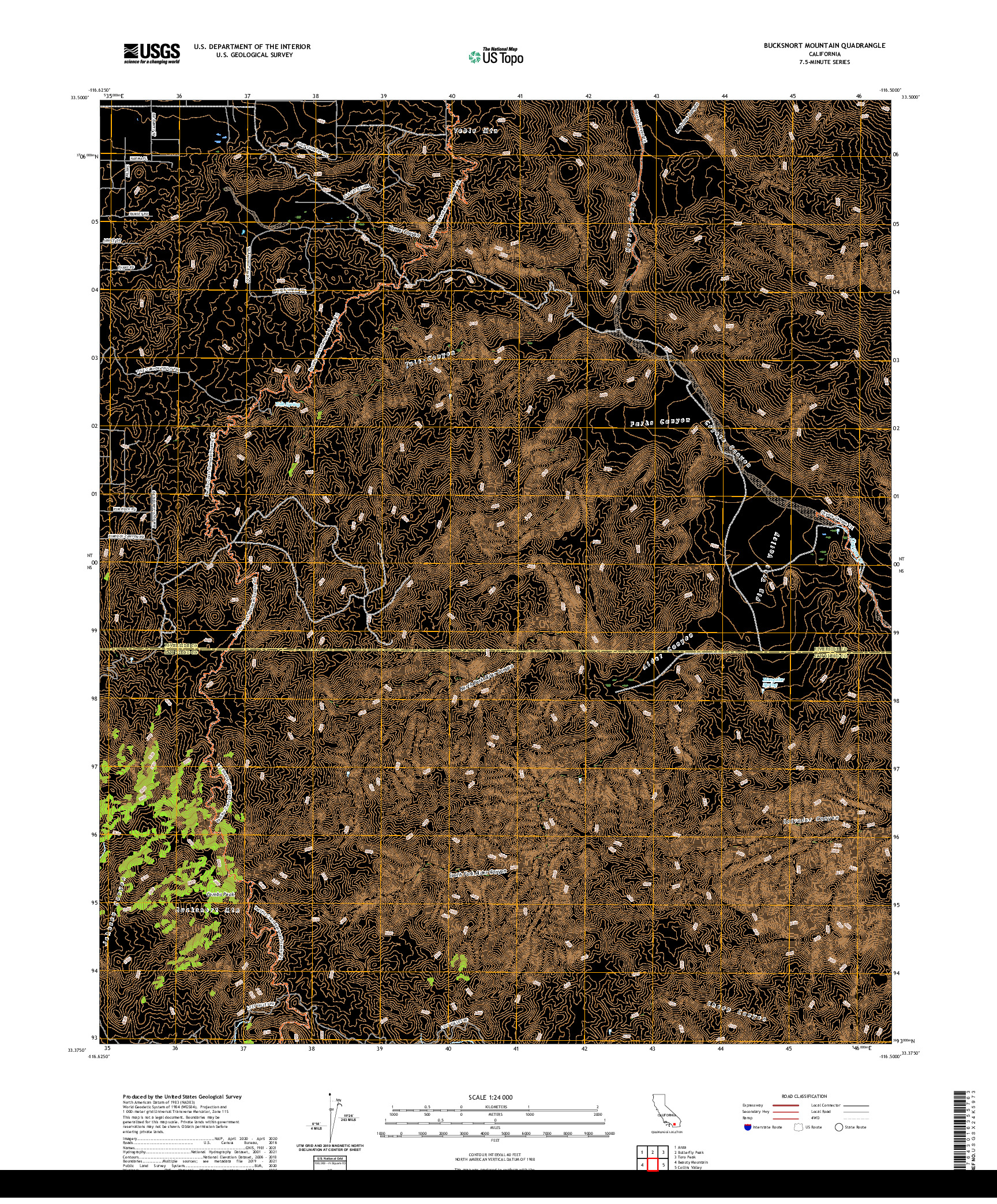 US TOPO 7.5-MINUTE MAP FOR BUCKSNORT MOUNTAIN, CA