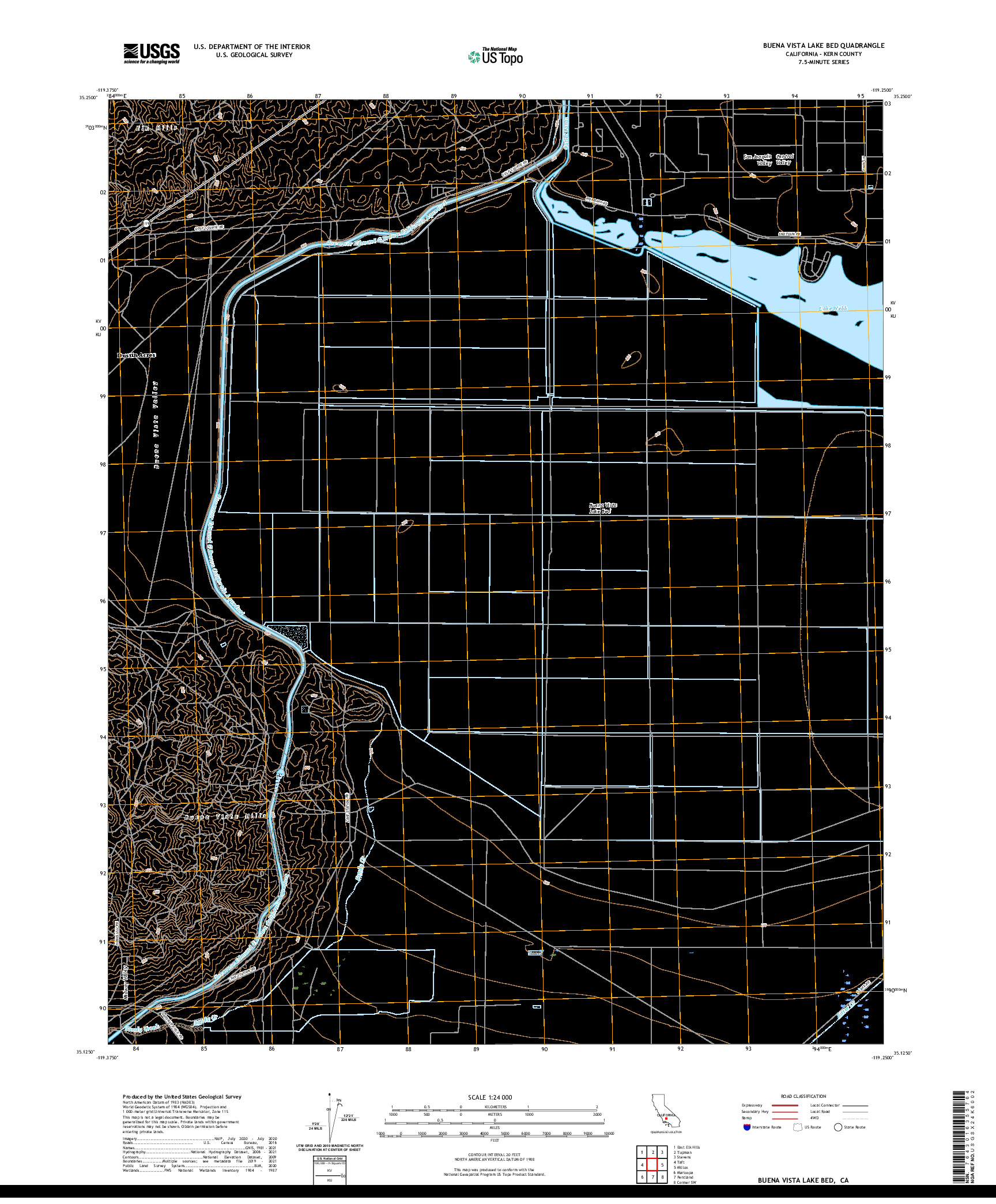 US TOPO 7.5-MINUTE MAP FOR BUENA VISTA LAKE BED, CA