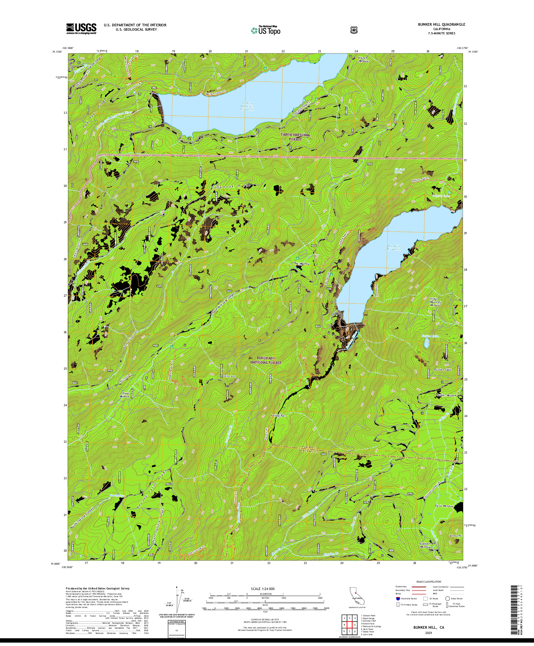 US TOPO 7.5-MINUTE MAP FOR BUNKER HILL, CA