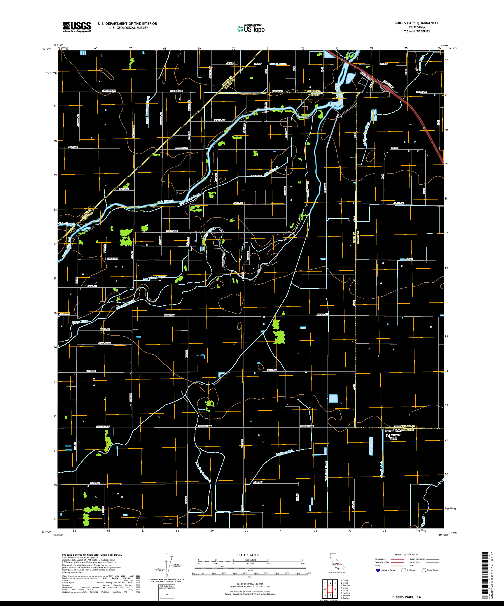 US TOPO 7.5-MINUTE MAP FOR BURRIS PARK, CA