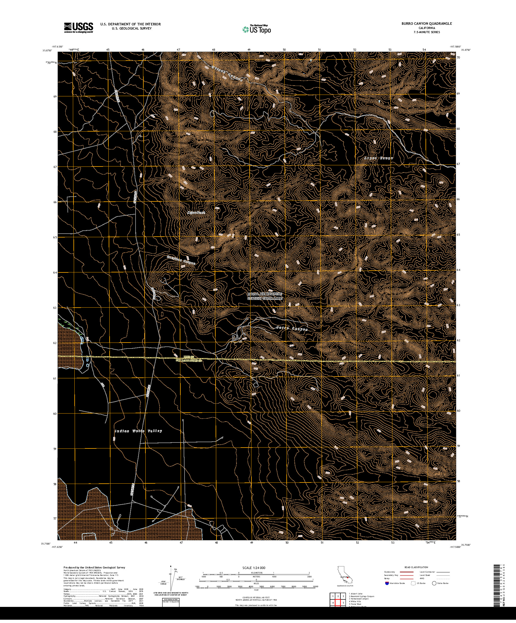 US TOPO 7.5-MINUTE MAP FOR BURRO CANYON, CA