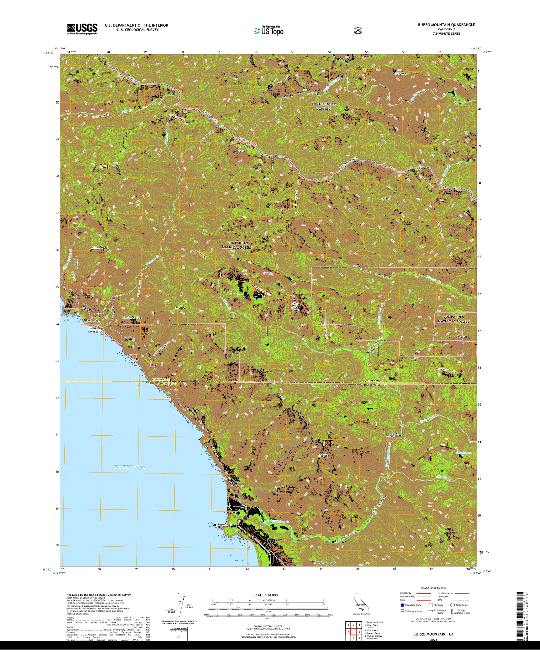 US TOPO 7.5-MINUTE MAP FOR BURRO MOUNTAIN, CA