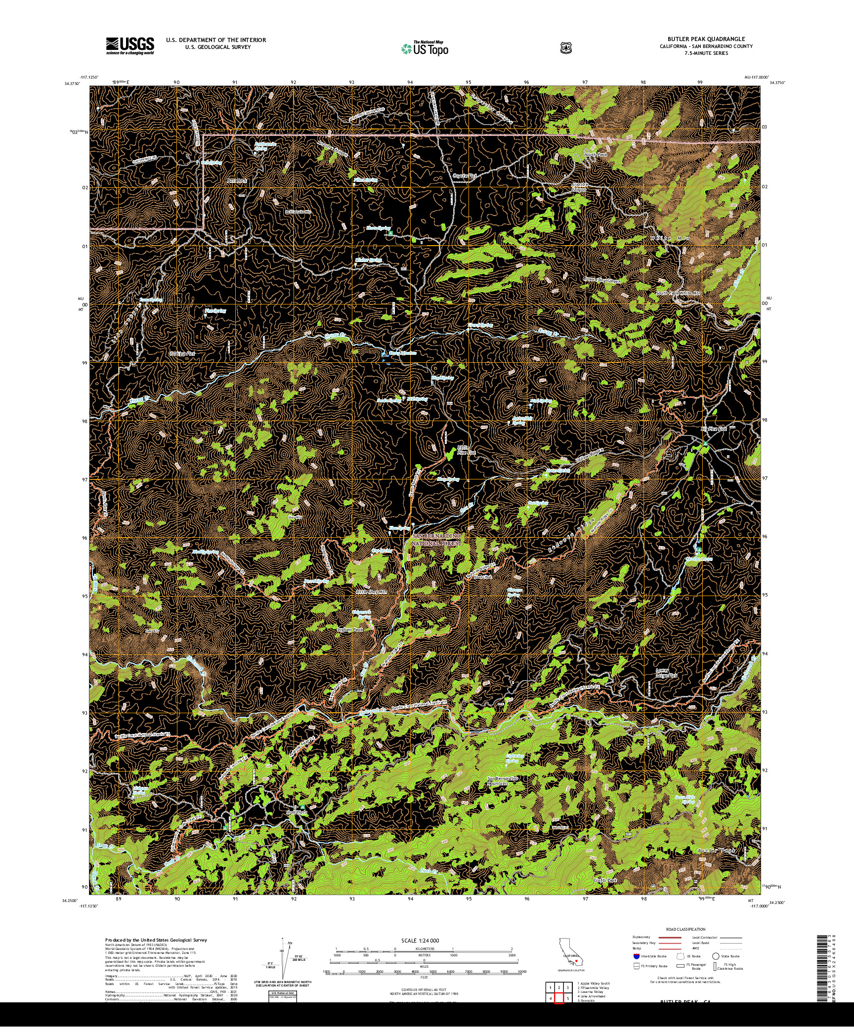 US TOPO 7.5-MINUTE MAP FOR BUTLER PEAK, CA