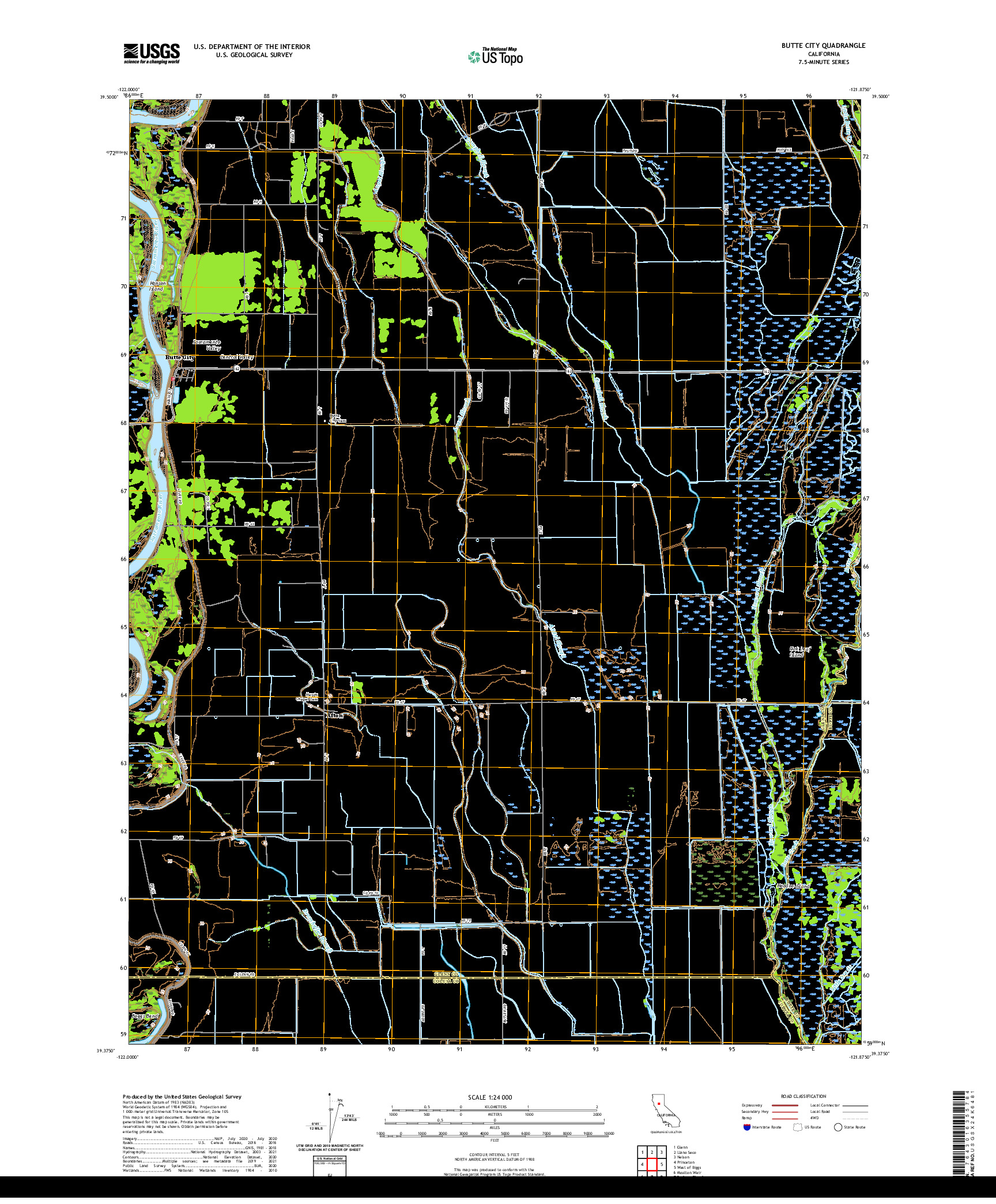 US TOPO 7.5-MINUTE MAP FOR BUTTE CITY, CA