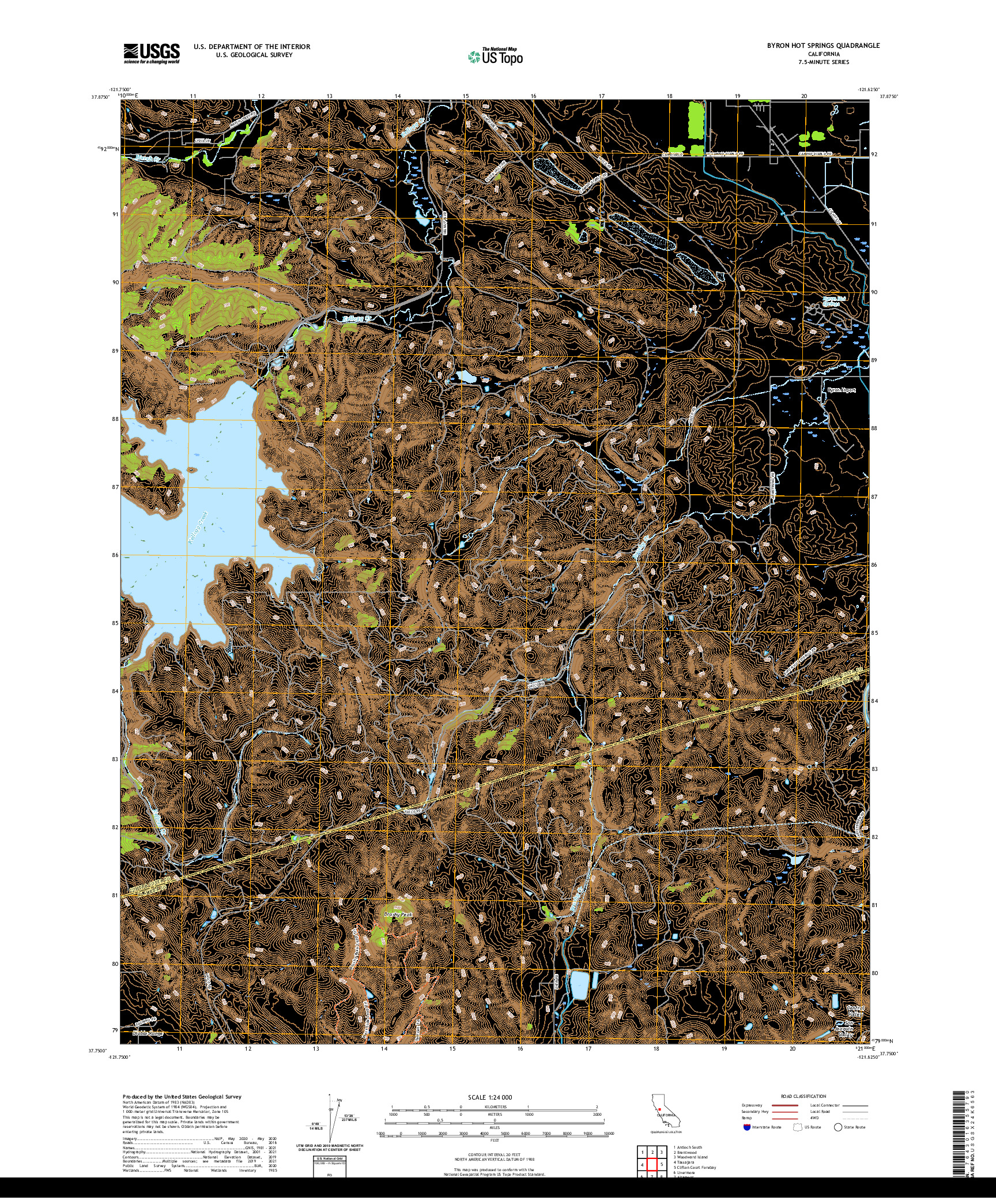 US TOPO 7.5-MINUTE MAP FOR BYRON HOT SPRINGS, CA