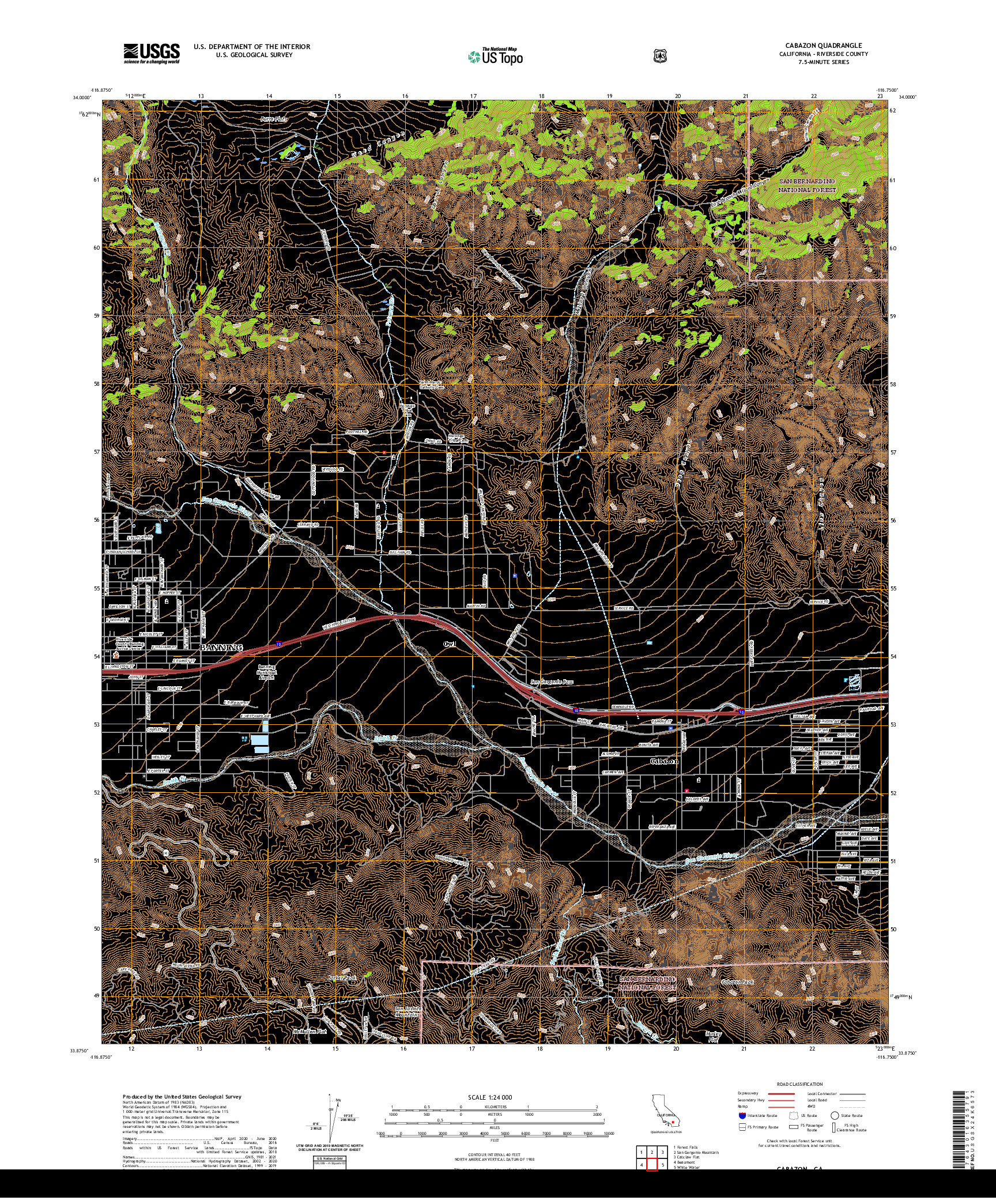 US TOPO 7.5-MINUTE MAP FOR CABAZON, CA