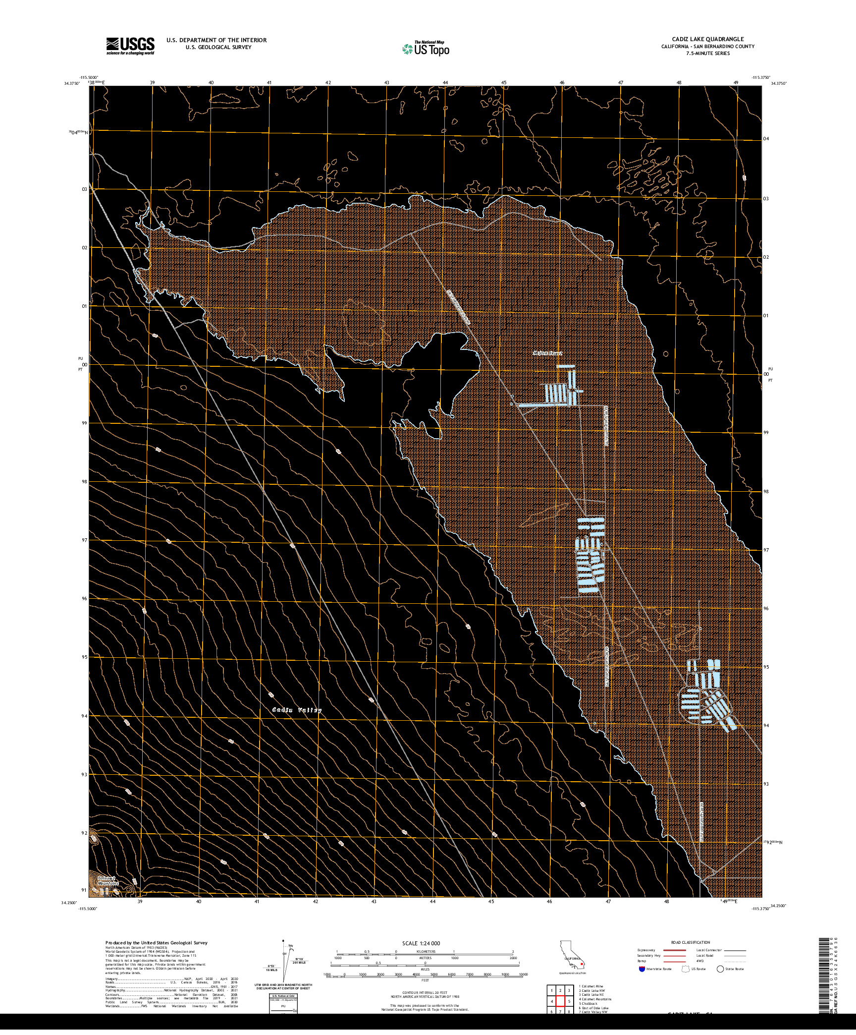 US TOPO 7.5-MINUTE MAP FOR CADIZ LAKE, CA