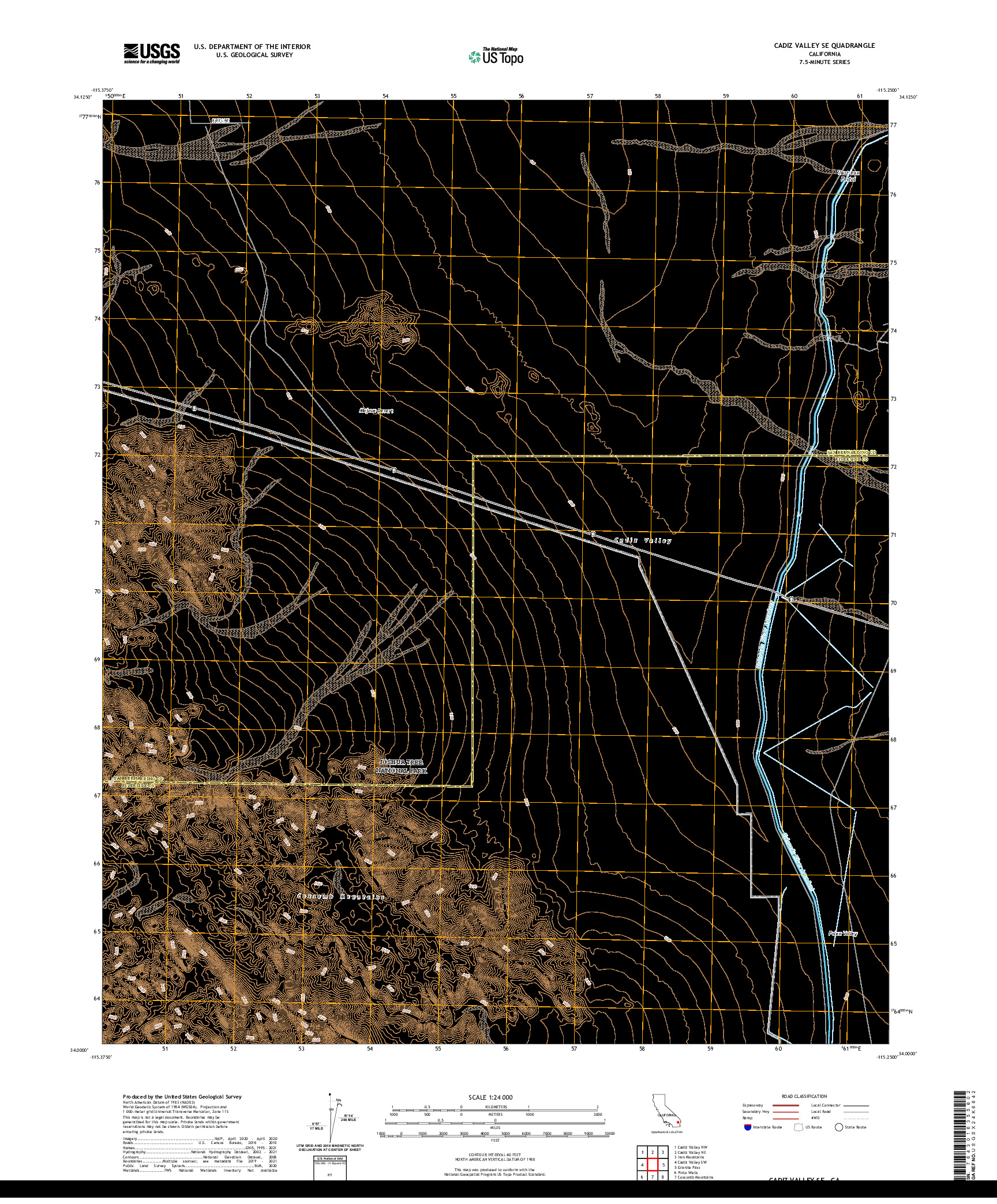 US TOPO 7.5-MINUTE MAP FOR CADIZ VALLEY SE, CA