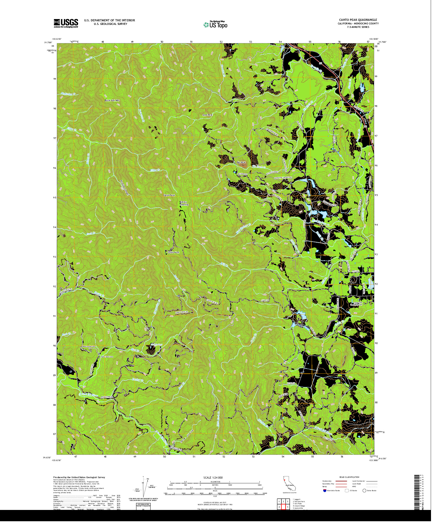 US TOPO 7.5-MINUTE MAP FOR CAHTO PEAK, CA