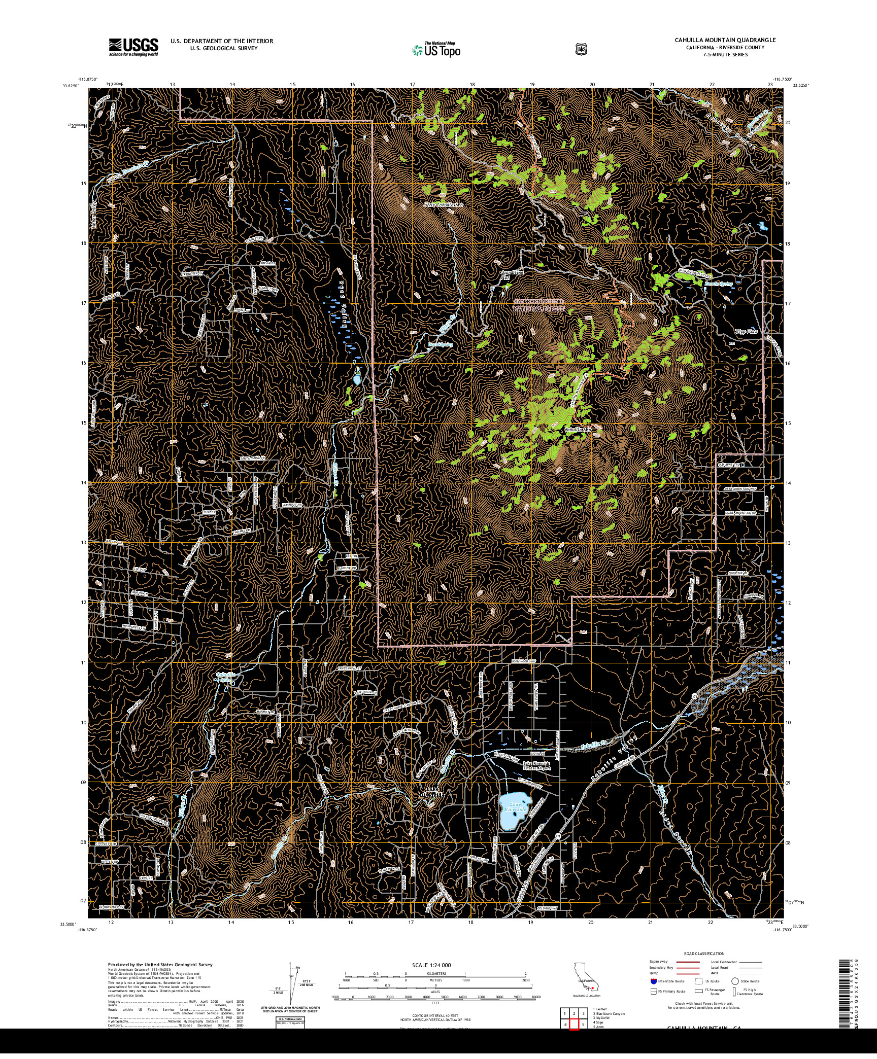 US TOPO 7.5-MINUTE MAP FOR CAHUILLA MOUNTAIN, CA