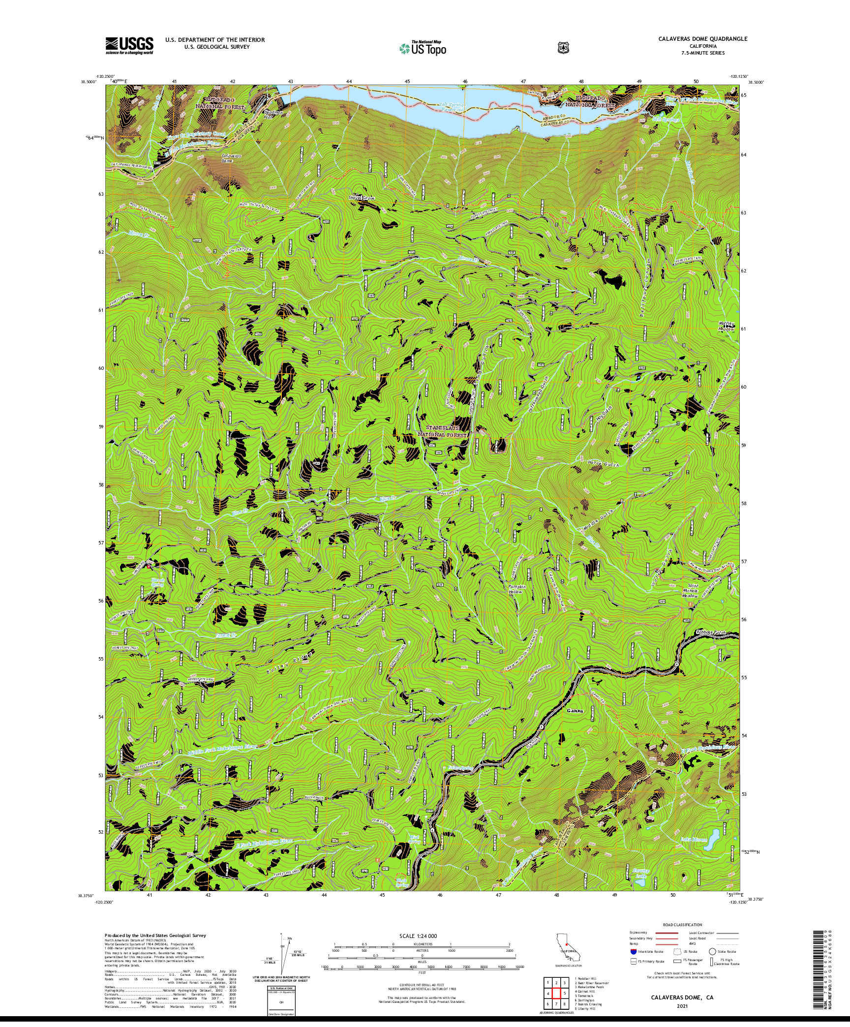 US TOPO 7.5-MINUTE MAP FOR CALAVERAS DOME, CA