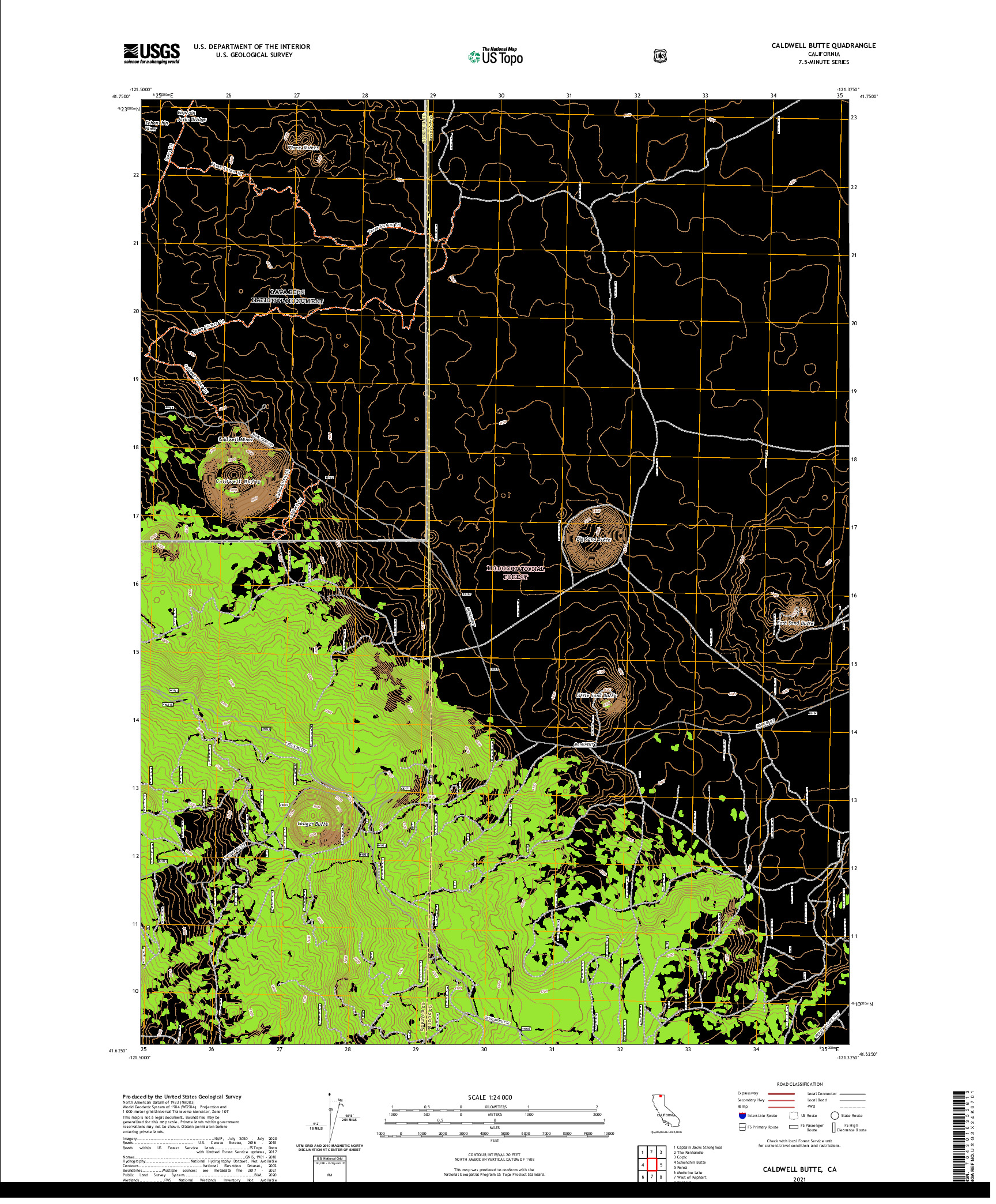 US TOPO 7.5-MINUTE MAP FOR CALDWELL BUTTE, CA