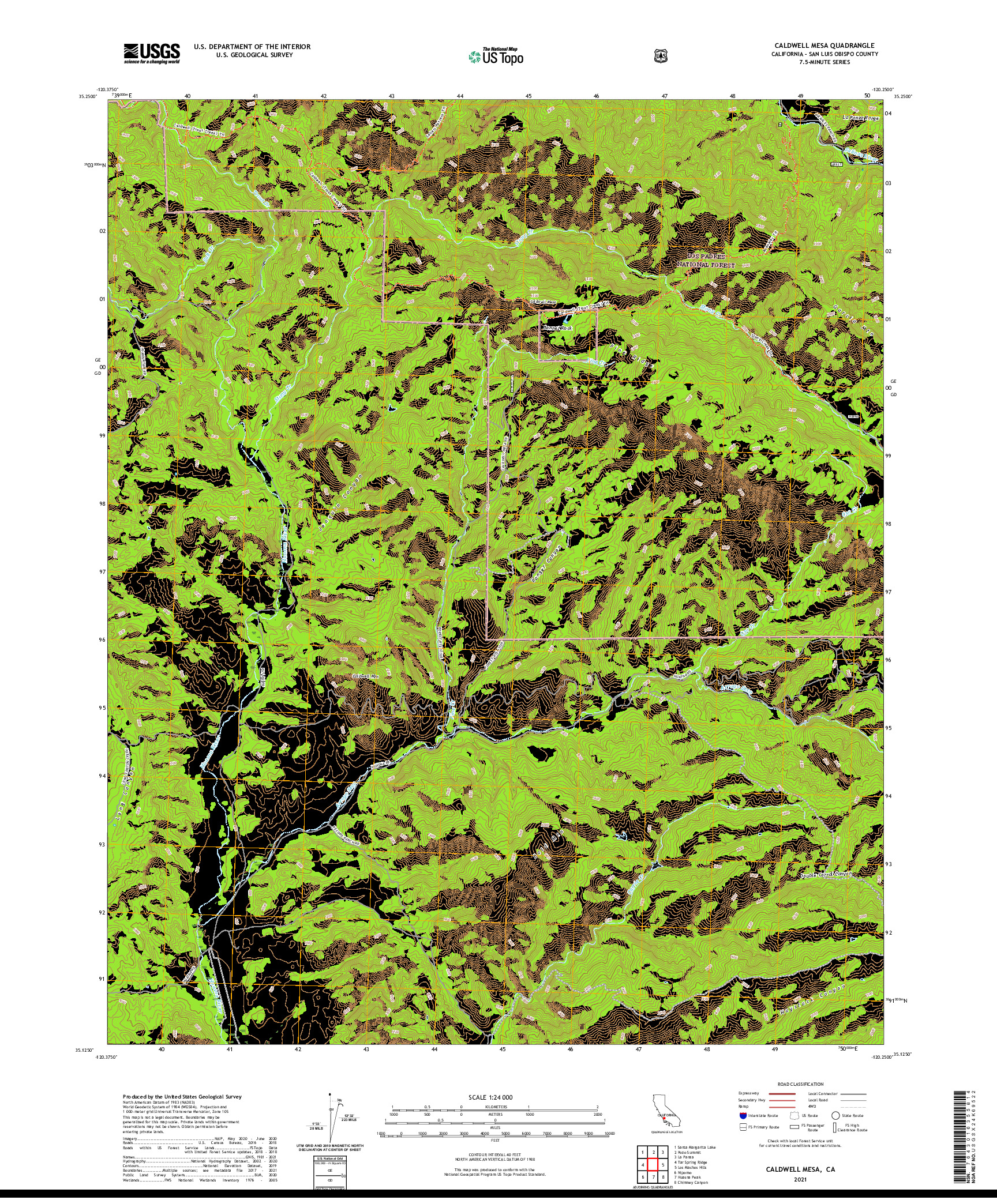 US TOPO 7.5-MINUTE MAP FOR CALDWELL MESA, CA