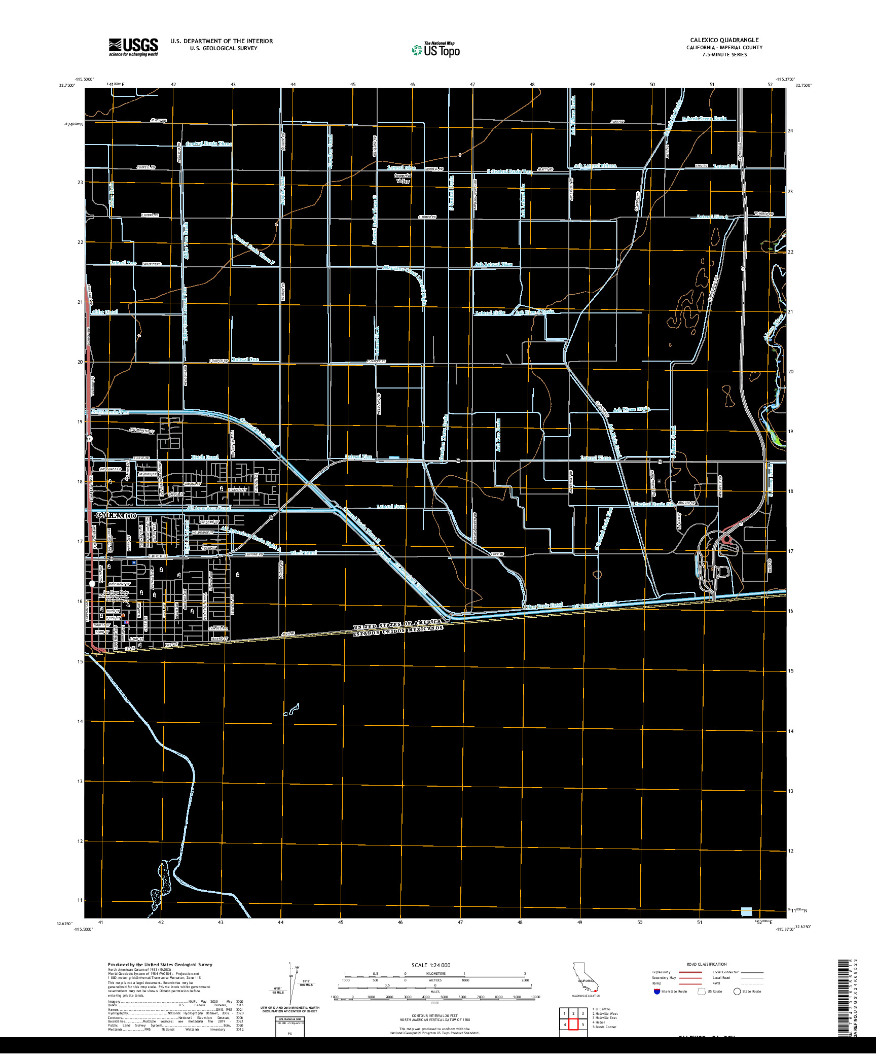 US TOPO 7.5-MINUTE MAP FOR CALEXICO, CA,BCN