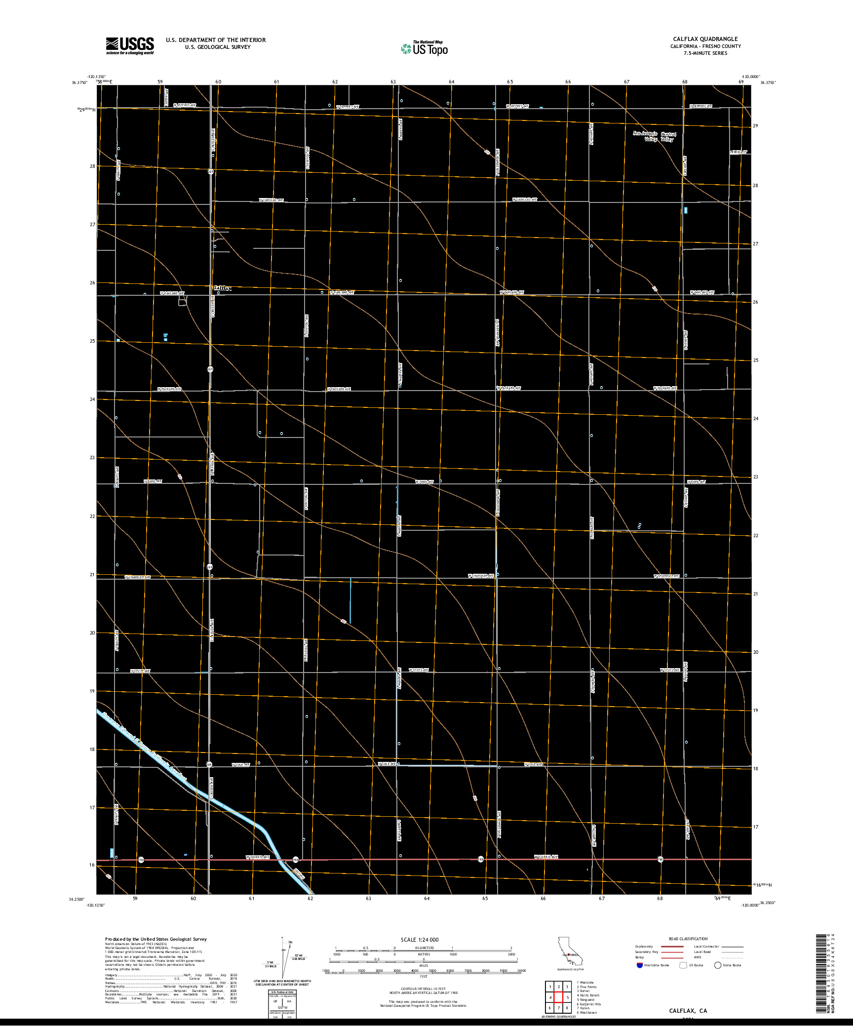 US TOPO 7.5-MINUTE MAP FOR CALFLAX, CA