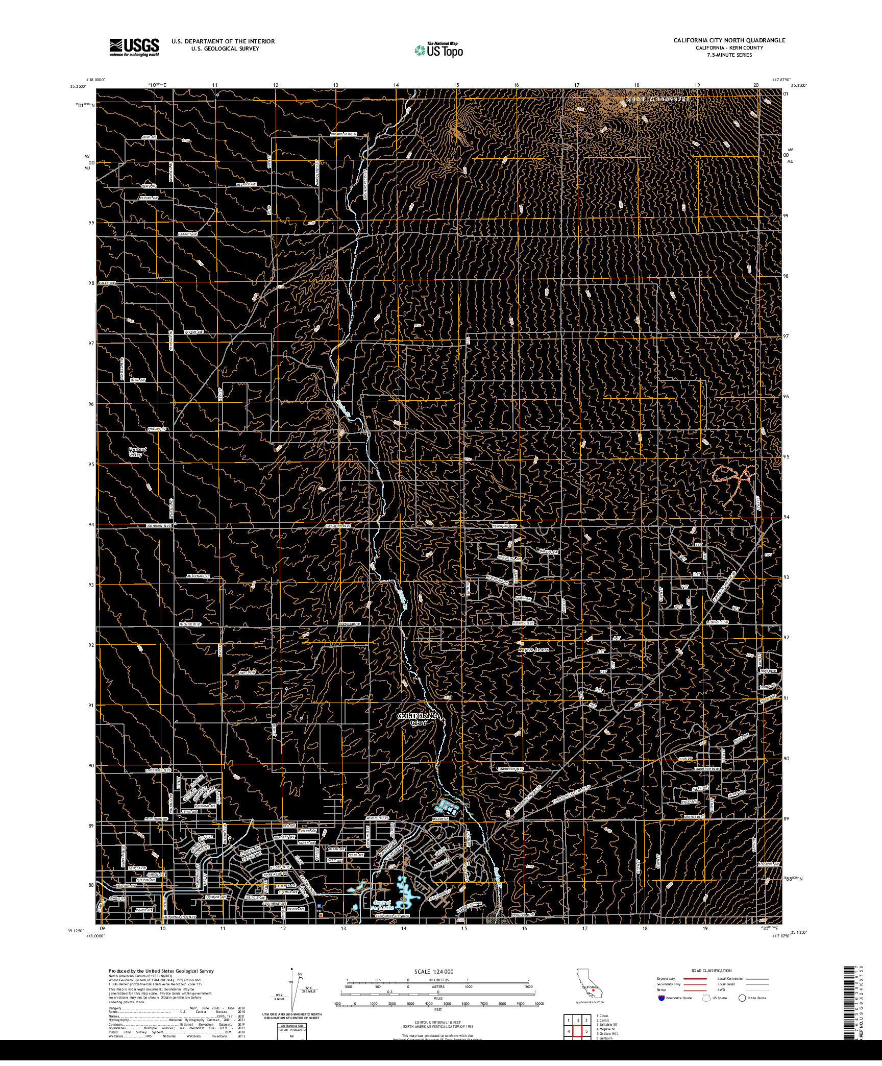 US TOPO 7.5-MINUTE MAP FOR CALIFORNIA CITY NORTH, CA