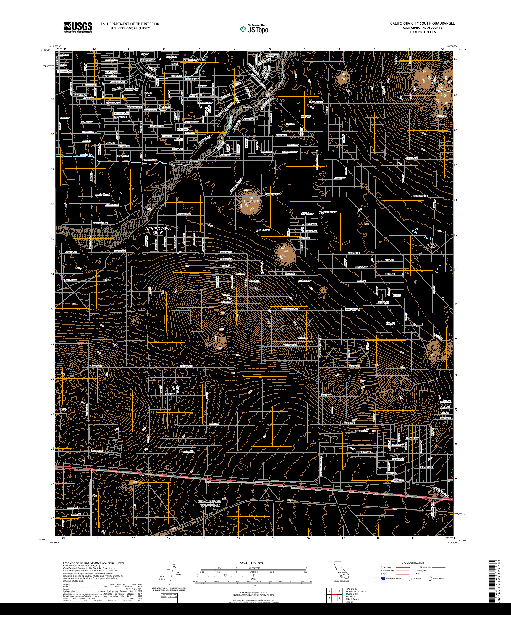 US TOPO 7.5-MINUTE MAP FOR CALIFORNIA CITY SOUTH, CA