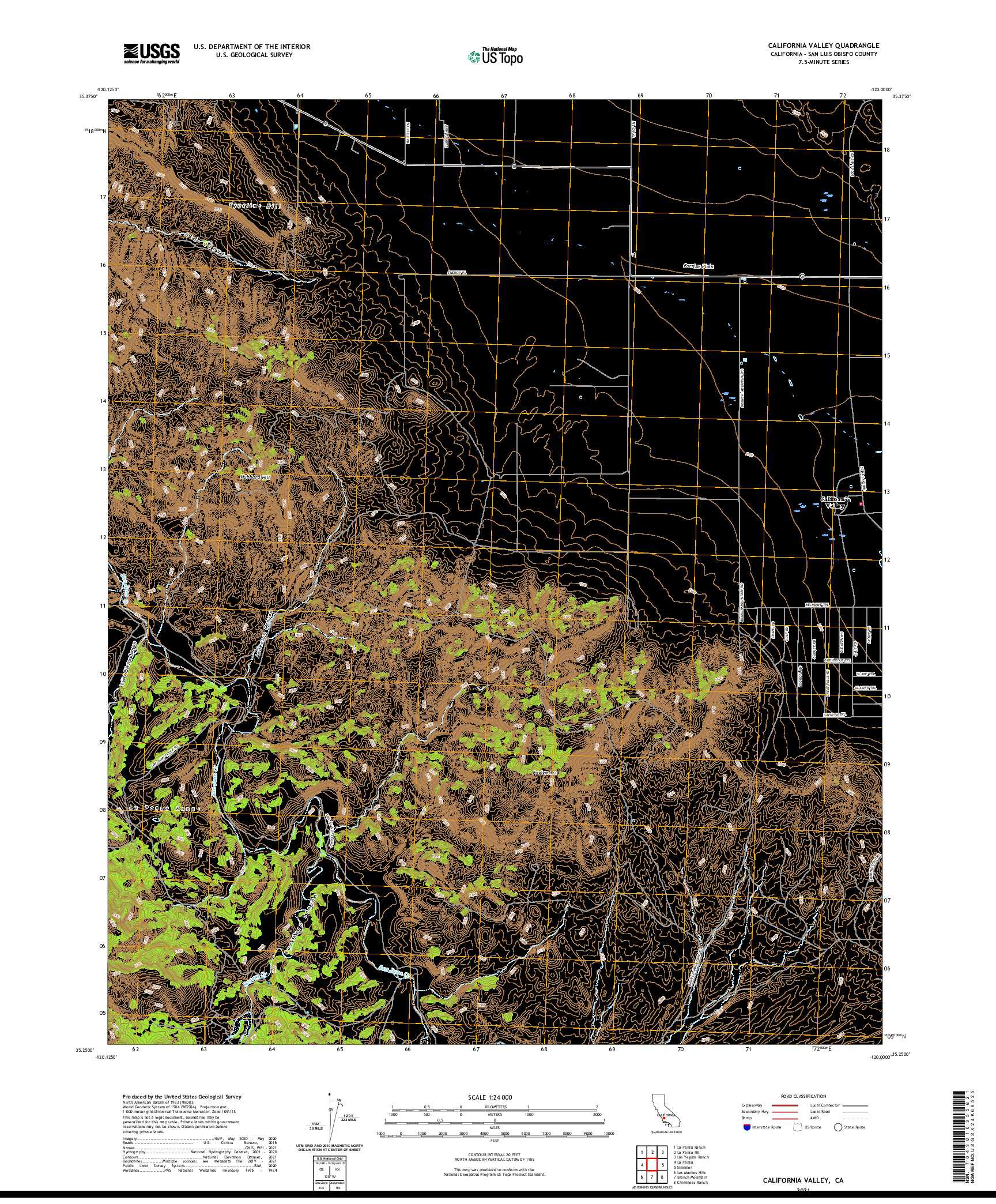 US TOPO 7.5-MINUTE MAP FOR CALIFORNIA VALLEY, CA