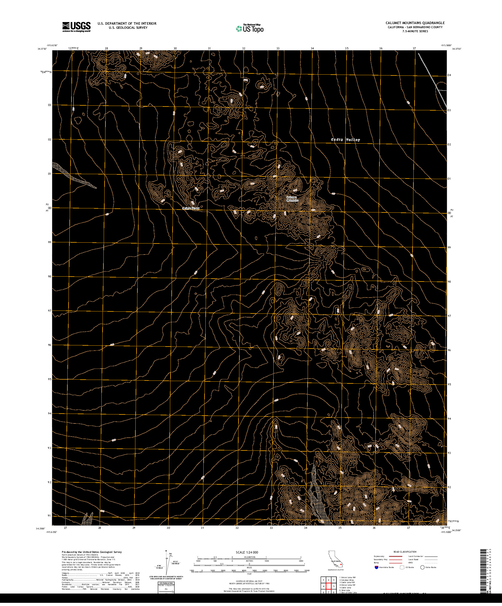 US TOPO 7.5-MINUTE MAP FOR CALUMET MOUNTAINS, CA