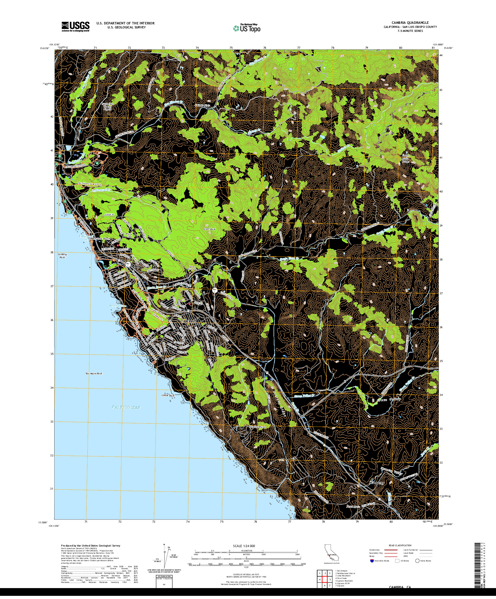 US TOPO 7.5-MINUTE MAP FOR CAMBRIA, CA