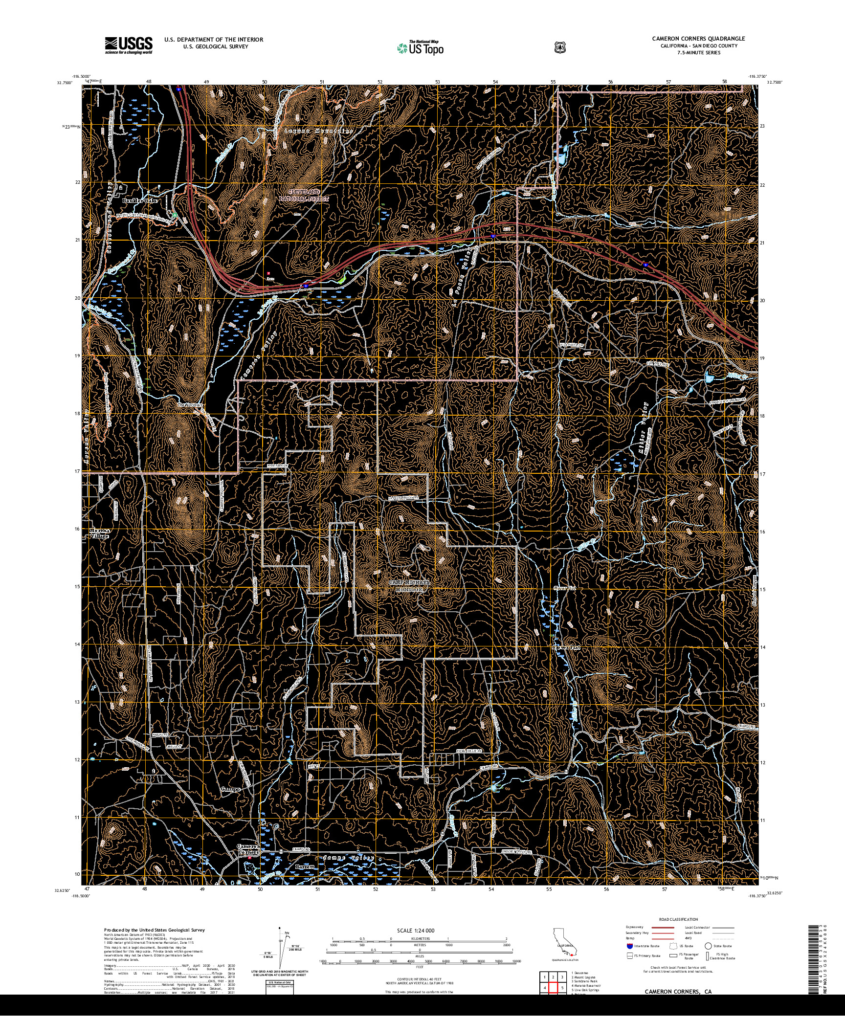 US TOPO 7.5-MINUTE MAP FOR CAMERON CORNERS, CA