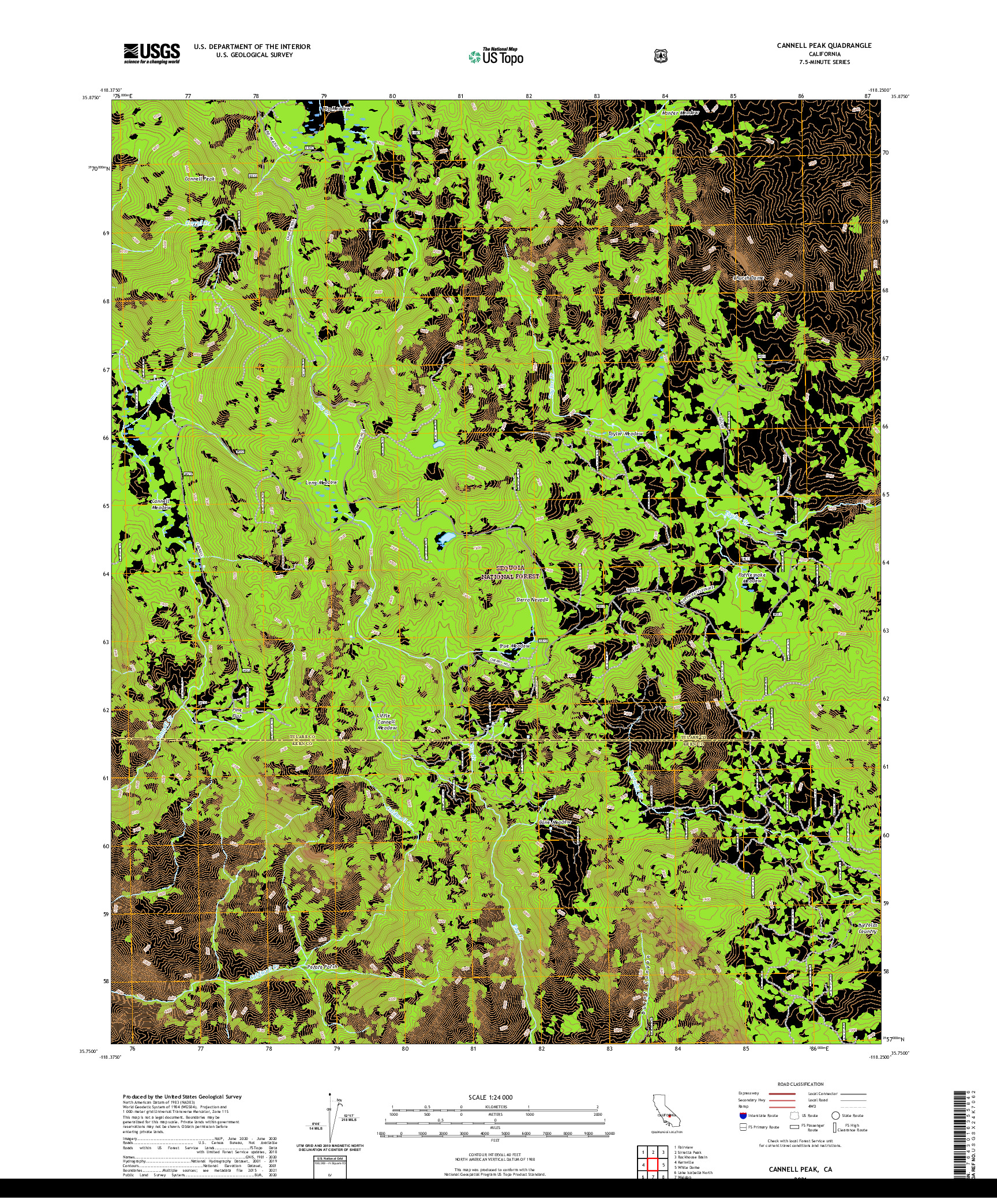 US TOPO 7.5-MINUTE MAP FOR CANNELL PEAK, CA