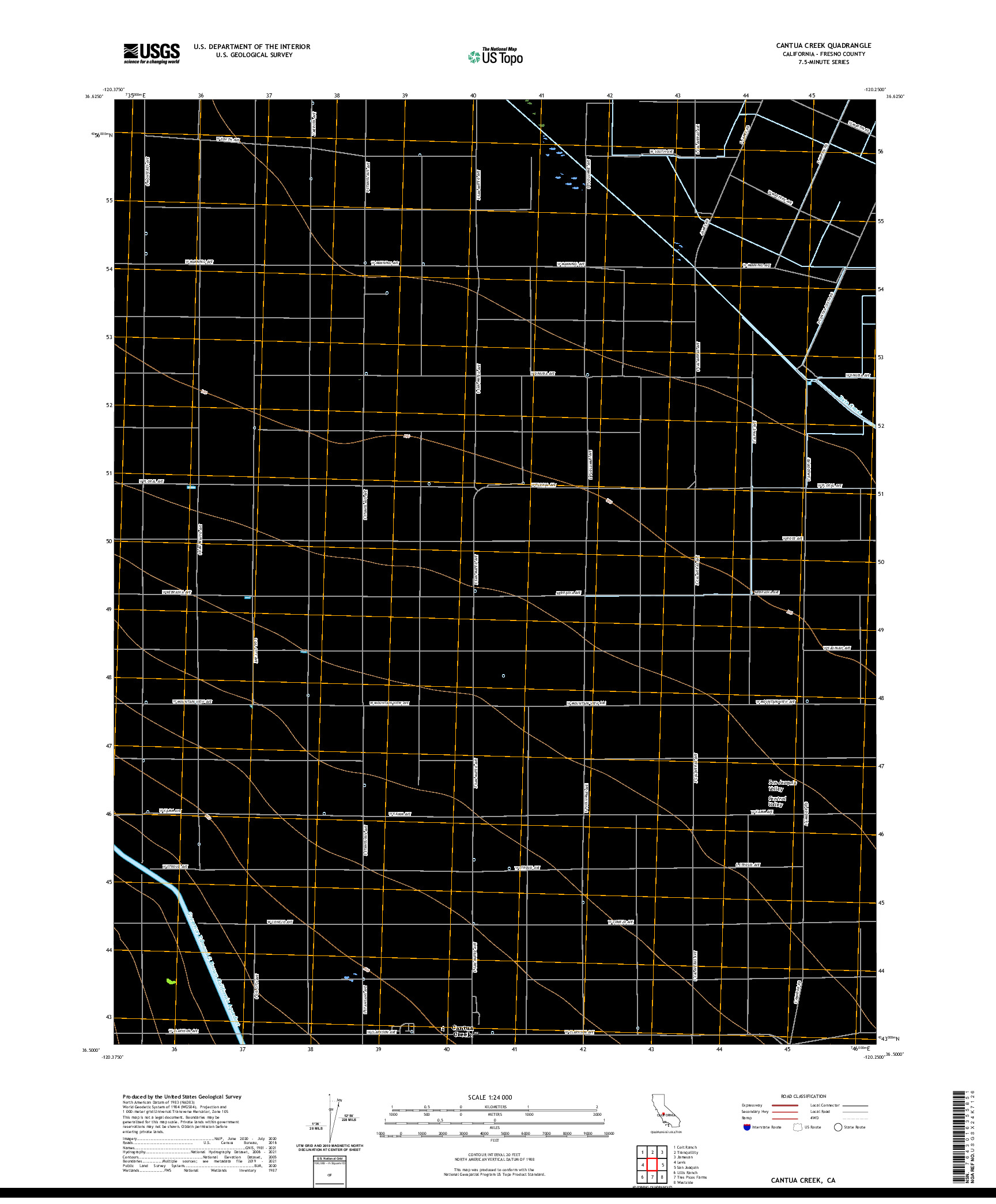 US TOPO 7.5-MINUTE MAP FOR CANTUA CREEK, CA