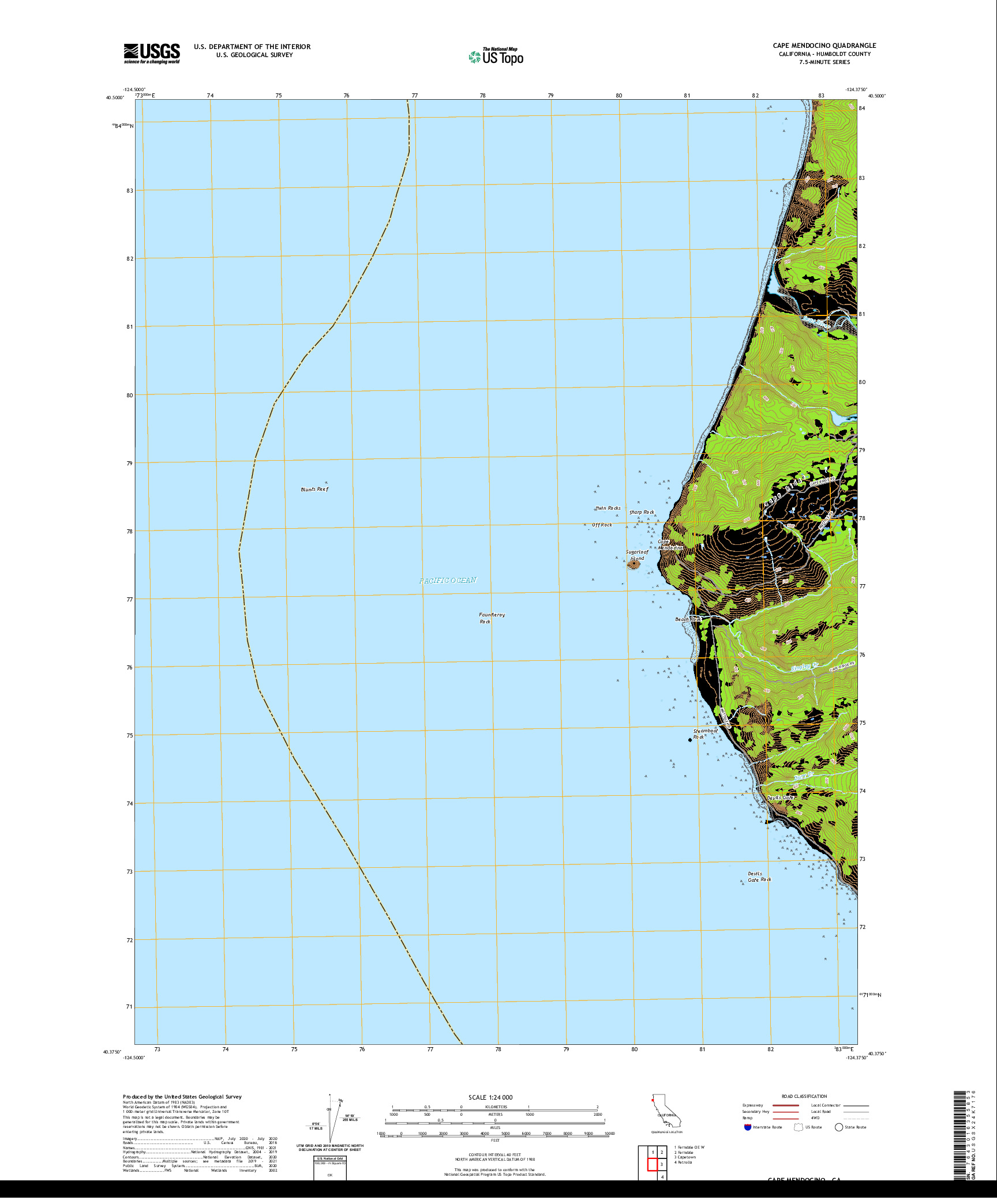 US TOPO 7.5-MINUTE MAP FOR CAPE MENDOCINO, CA