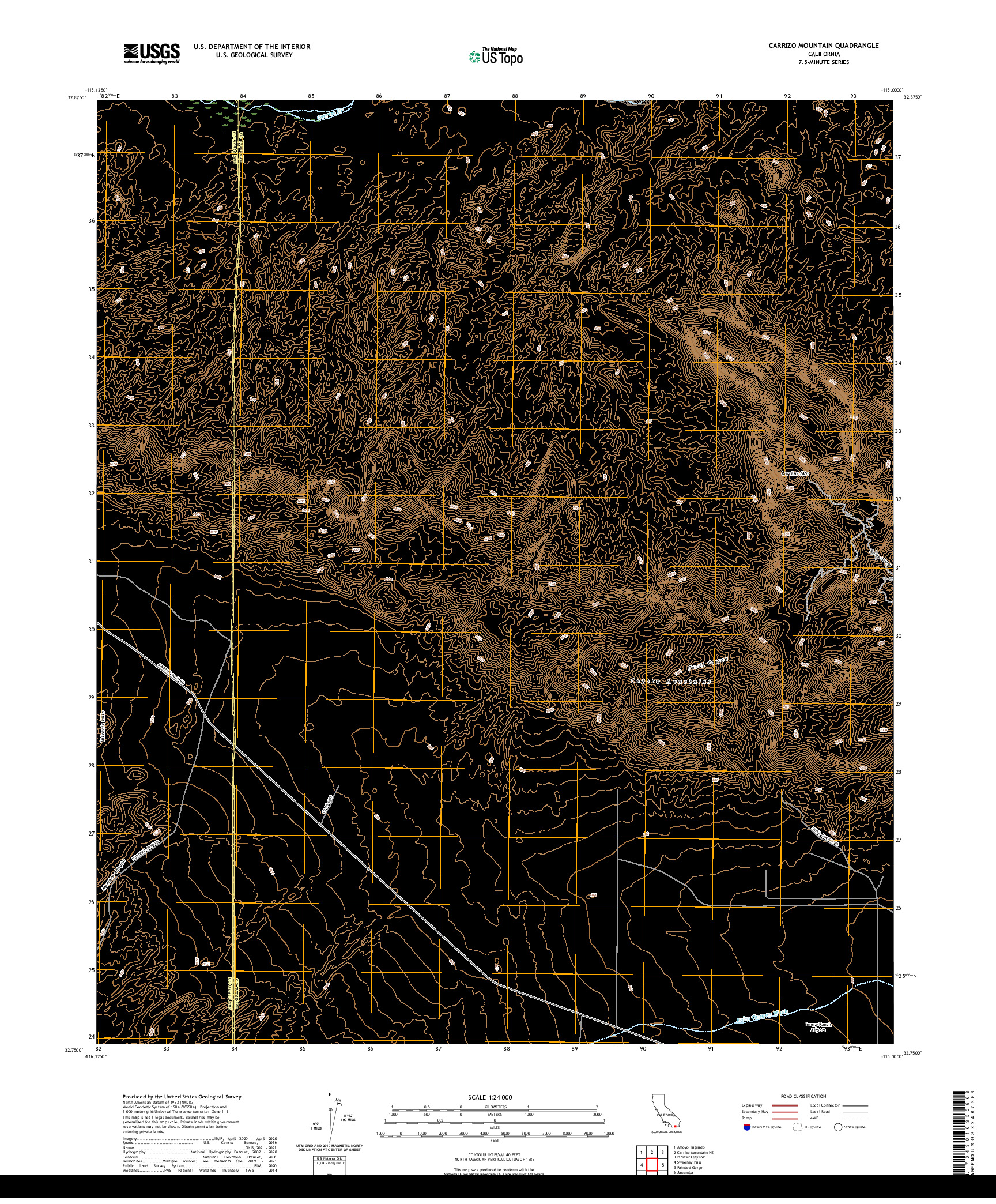 US TOPO 7.5-MINUTE MAP FOR CARRIZO MOUNTAIN, CA