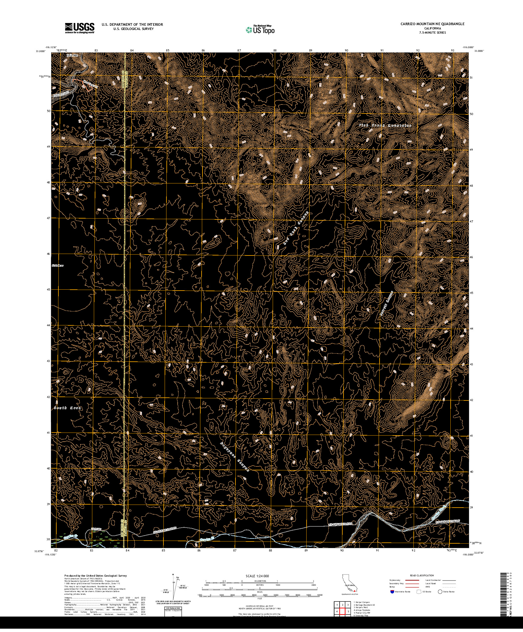 US TOPO 7.5-MINUTE MAP FOR CARRIZO MOUNTAIN NE, CA